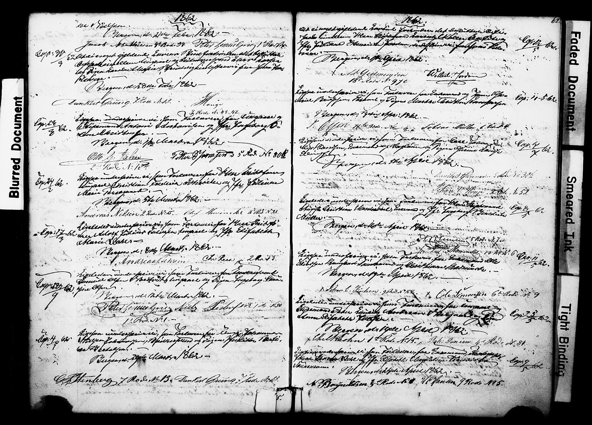 Nykirken Sokneprestembete, SAB/A-77101: Forlovererklæringer nr. II.5.3, 1846-1872, s. 62
