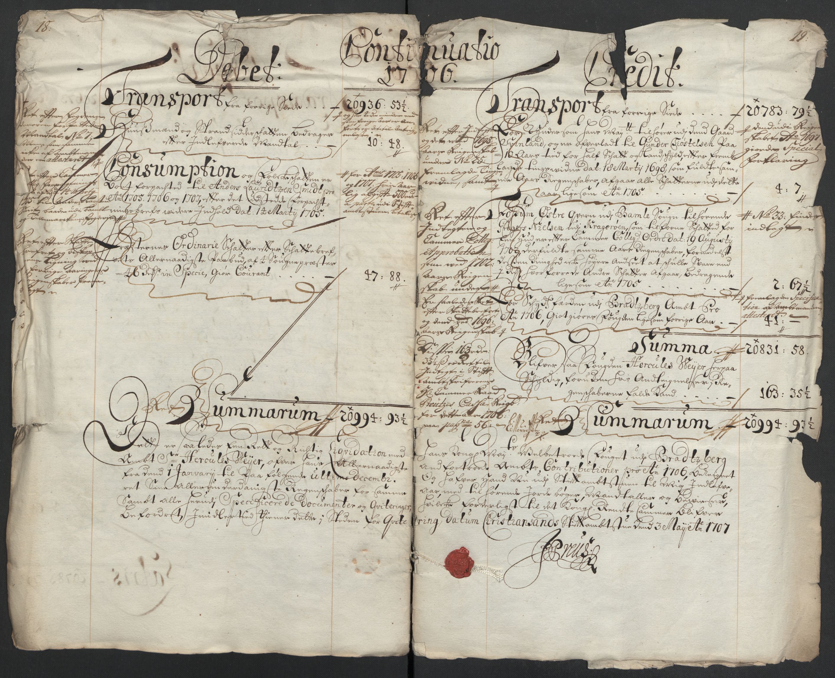 Rentekammeret inntil 1814, Reviderte regnskaper, Fogderegnskap, AV/RA-EA-4092/R36/L2116: Fogderegnskap Øvre og Nedre Telemark og Bamble, 1706-1707, s. 12