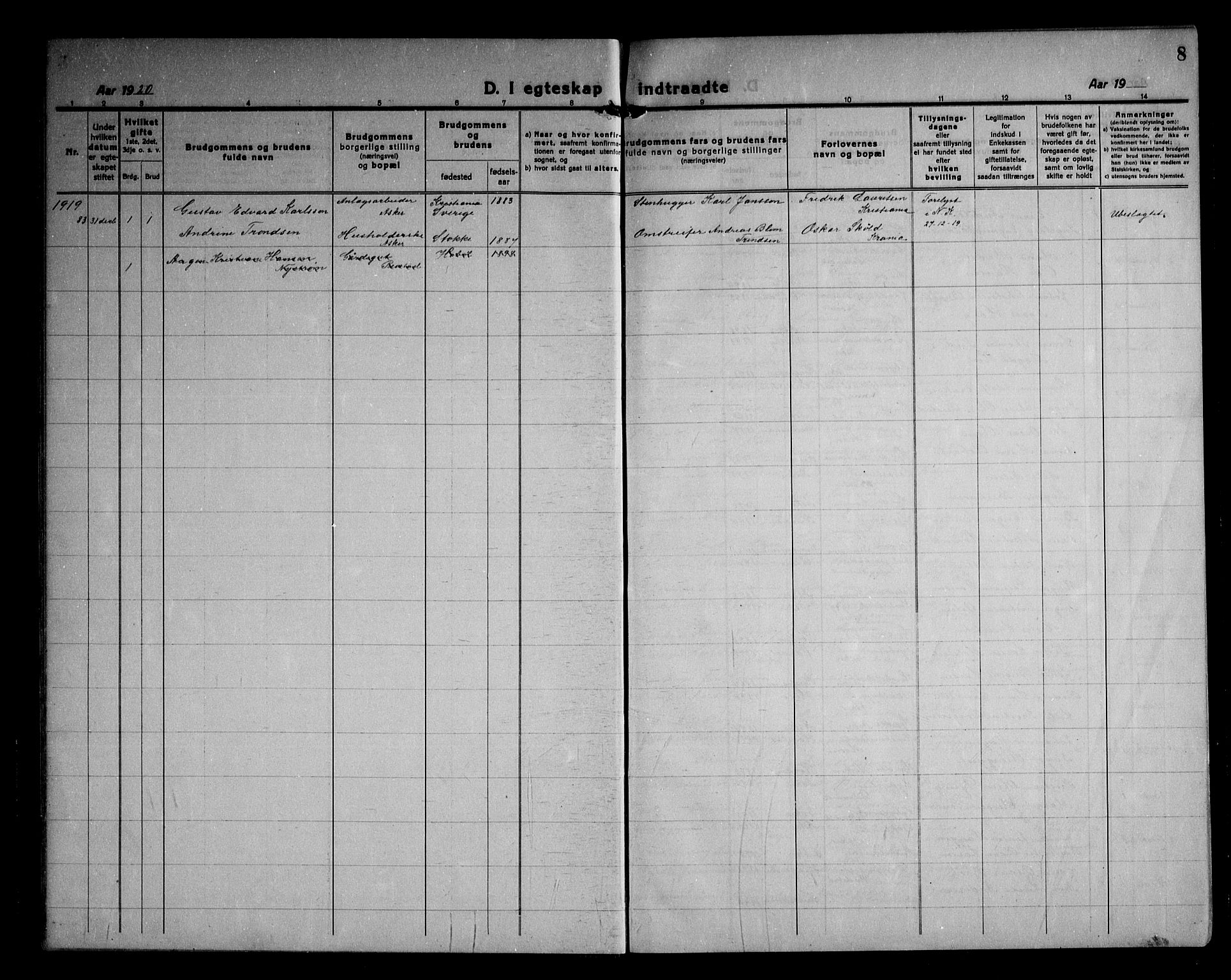 Asker prestekontor Kirkebøker, SAO/A-10256a/F/Fa/L0020: Ministerialbok nr. I 20, 1918-1948, s. 8