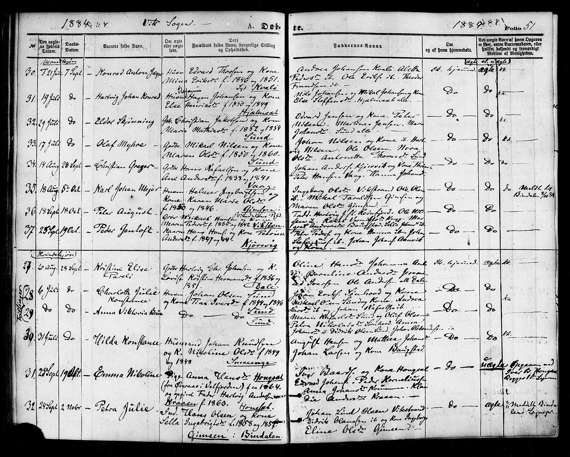 Ministerialprotokoller, klokkerbøker og fødselsregistre - Nordland, AV/SAT-A-1459/812/L0177: Ministerialbok nr. 812A06, 1875-1885, s. 51