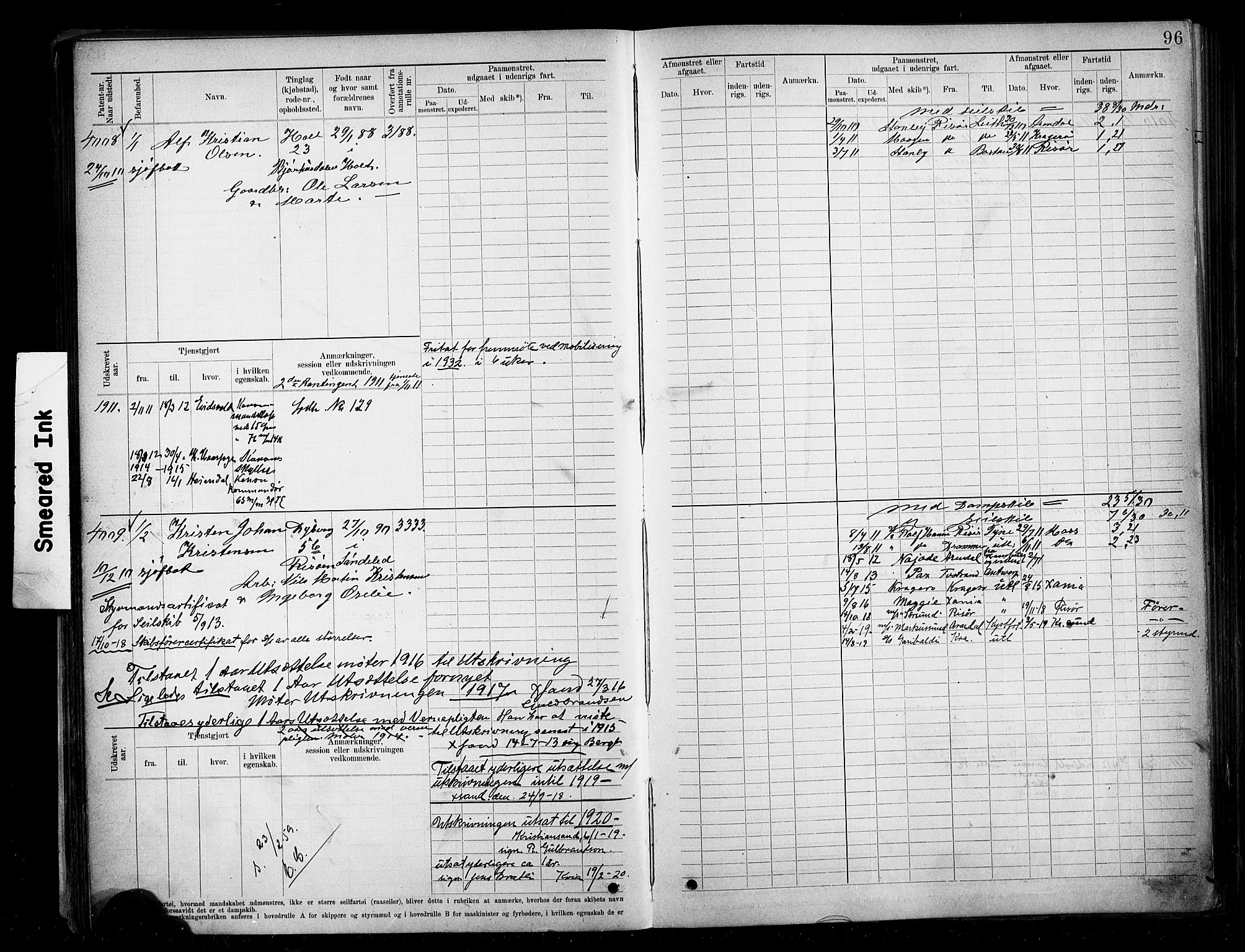 Tvedestrand mønstringskrets, AV/SAK-2031-0011/F/Fb/L0020: Hovedrulle A nr 3819-4409, U-36, 1906-1918, s. 101