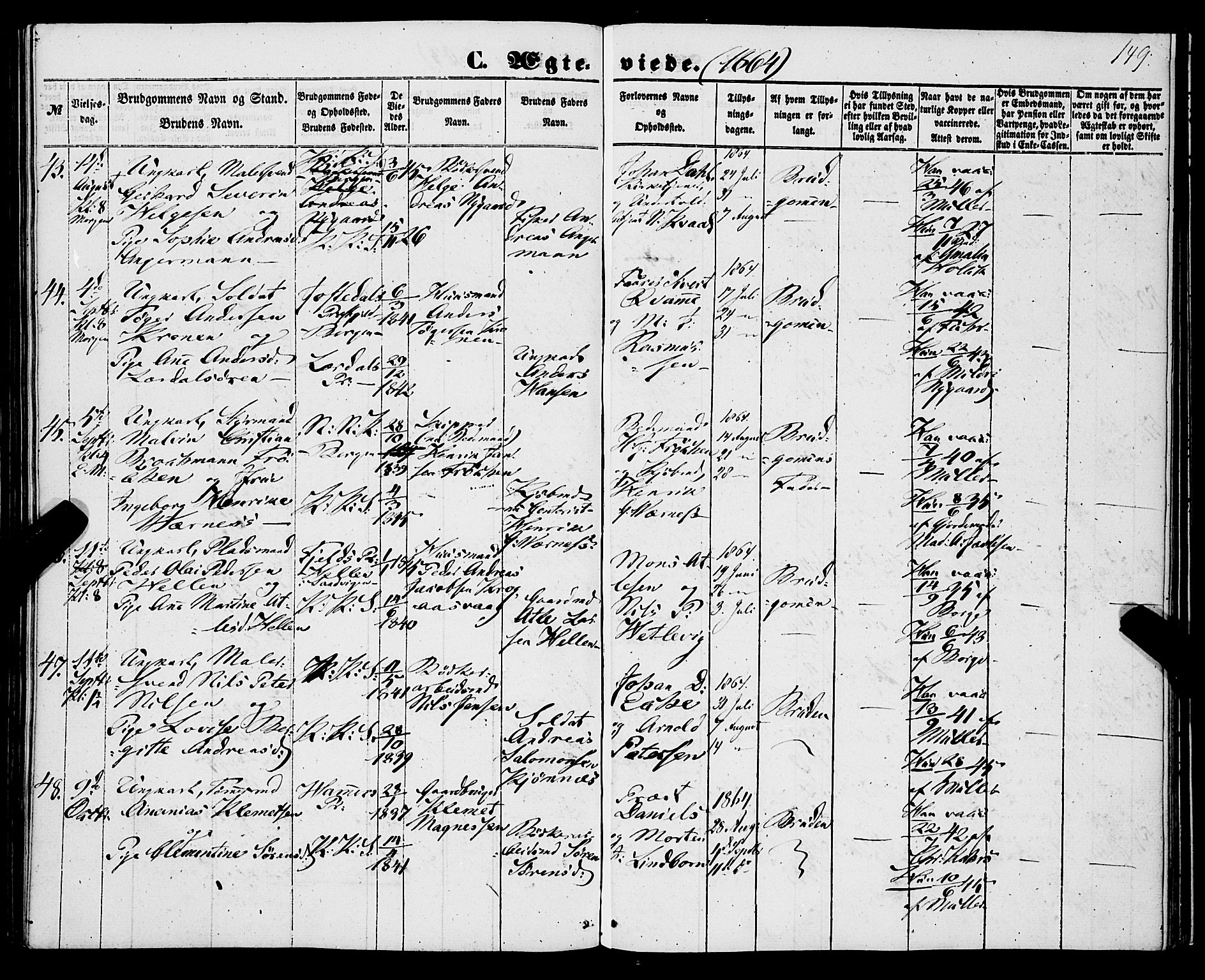 Korskirken sokneprestembete, SAB/A-76101/H/Haa/L0035: Ministerialbok nr. D 2, 1852-1867, s. 149