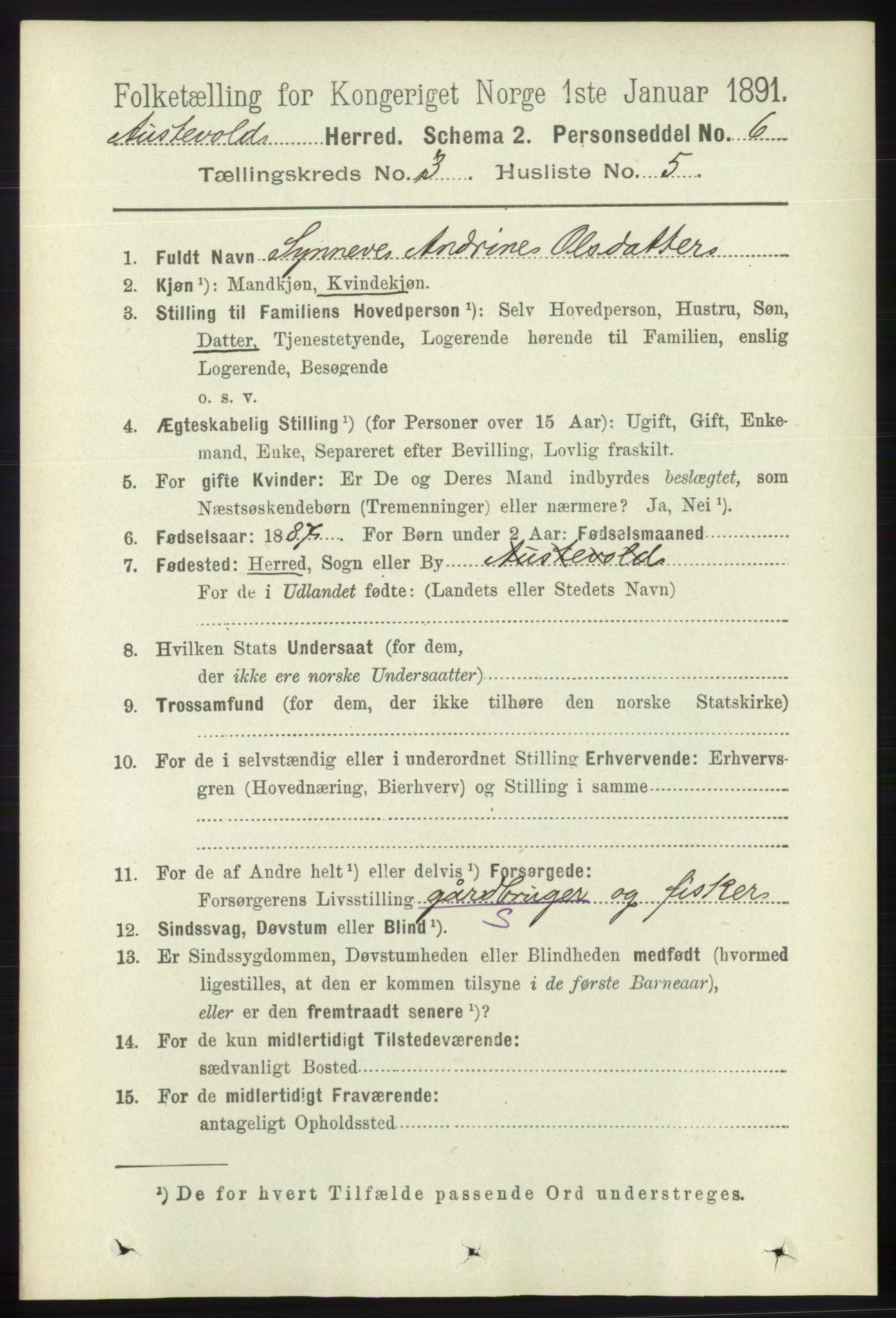 RA, Folketelling 1891 for 1244 Austevoll herred, 1891, s. 985