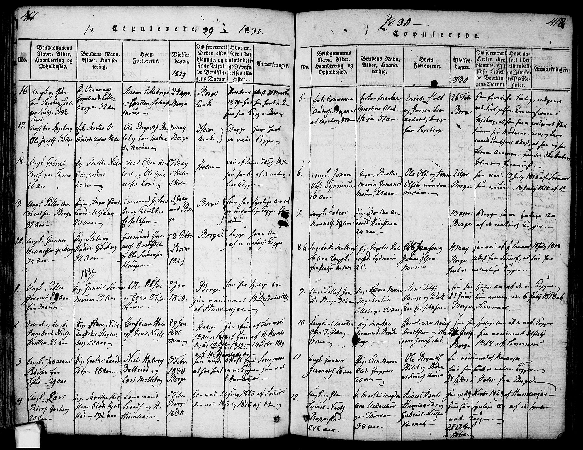 Borge prestekontor Kirkebøker, SAO/A-10903/F/Fa/L0003: Ministerialbok nr. I 3, 1815-1836, s. 417-418