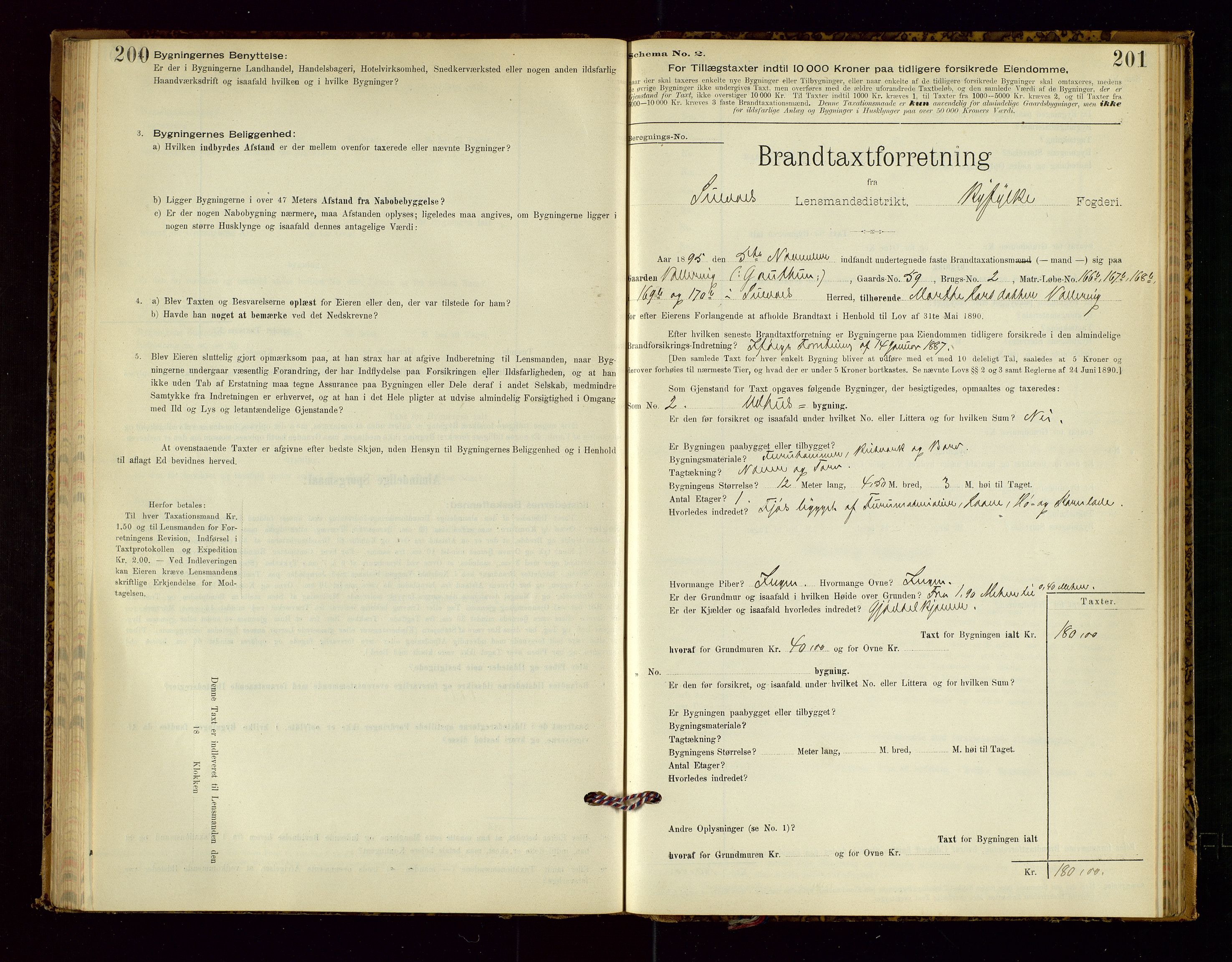 Suldal lensmannskontor, SAST/A-100419/Gob/L0001: "Brandtaxationsprotokol", 1894-1923, s. 200-201