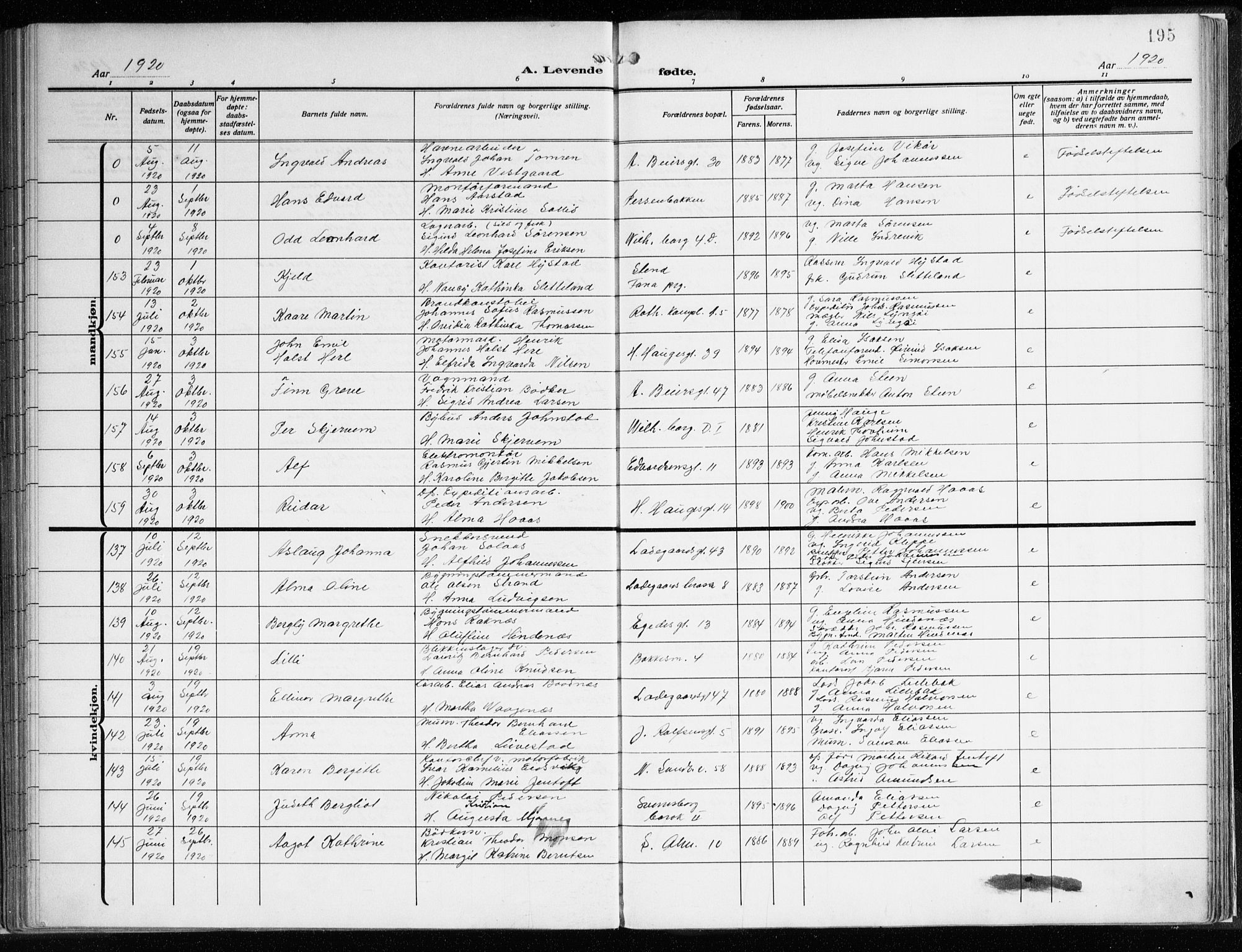 Sandviken Sokneprestembete, AV/SAB-A-77601/H/Ha/L0007: Ministerialbok nr. B 4, 1912-1924, s. 195