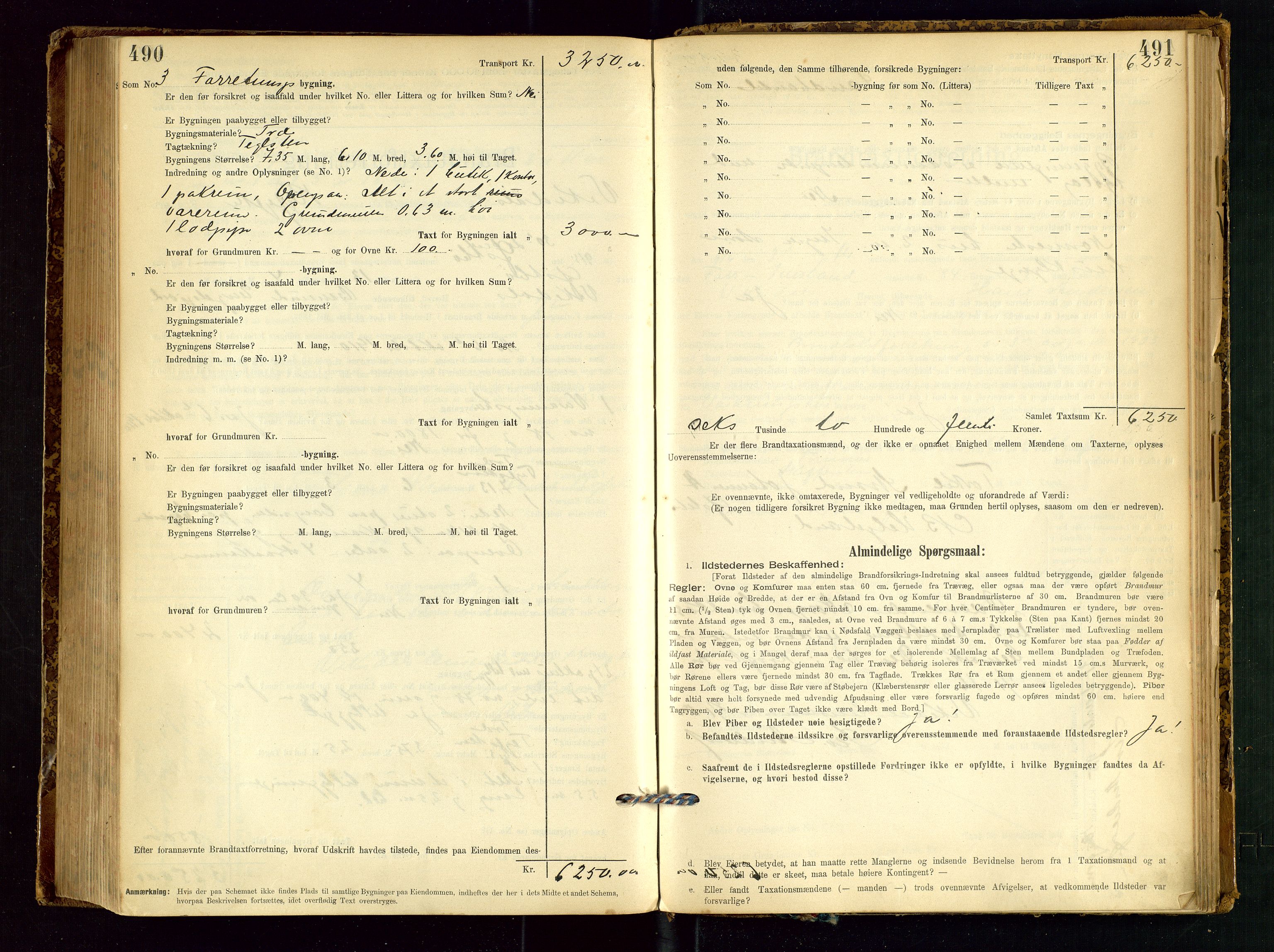 Vikedal lensmannskontor, AV/SAST-A-100179/Gob/L0004: Branntakstprotokoll, 1894-1952, s. 490-491
