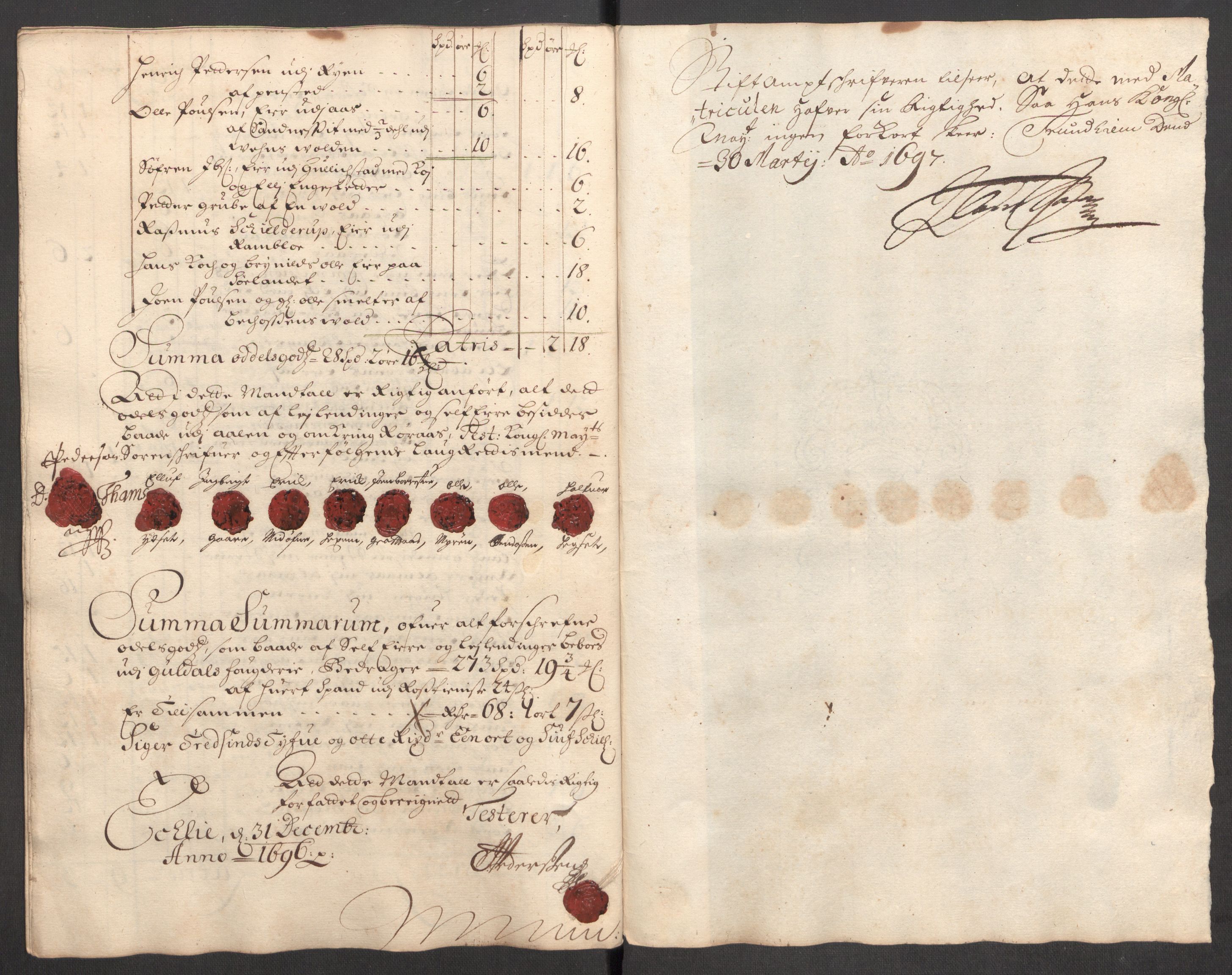 Rentekammeret inntil 1814, Reviderte regnskaper, Fogderegnskap, RA/EA-4092/R60/L3946: Fogderegnskap Orkdal og Gauldal, 1696, s. 339
