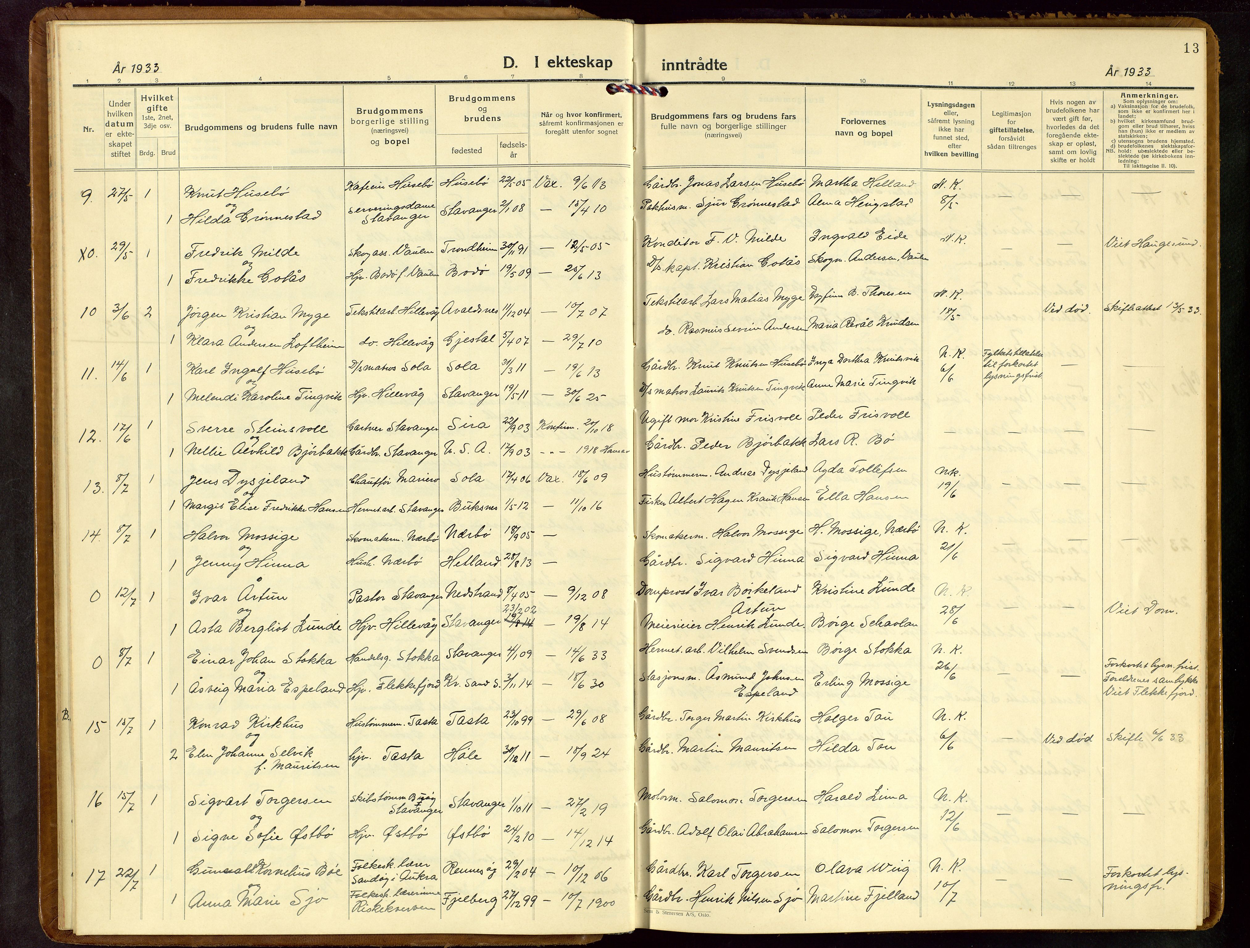 Hetland sokneprestkontor, AV/SAST-A-101826/30/30BB/L0013: Klokkerbok nr. B 13, 1931-1952, s. 13