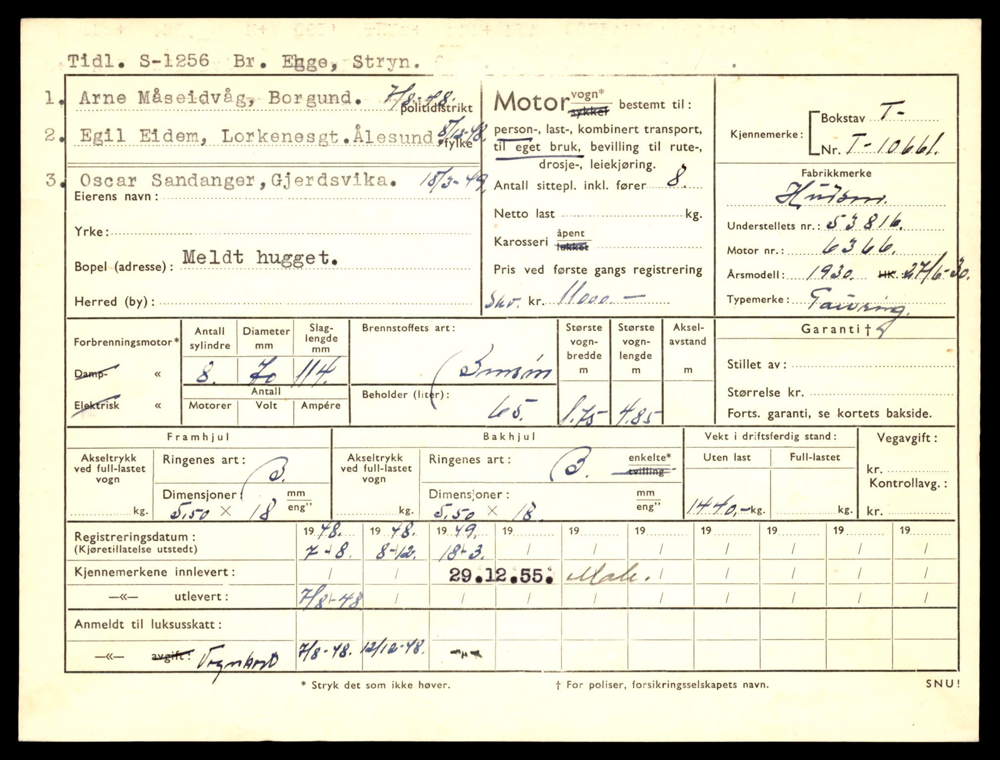 Møre og Romsdal vegkontor - Ålesund trafikkstasjon, AV/SAT-A-4099/F/Fe/L0022: Registreringskort for kjøretøy T 10584 - T 10694, 1927-1998, s. 2181