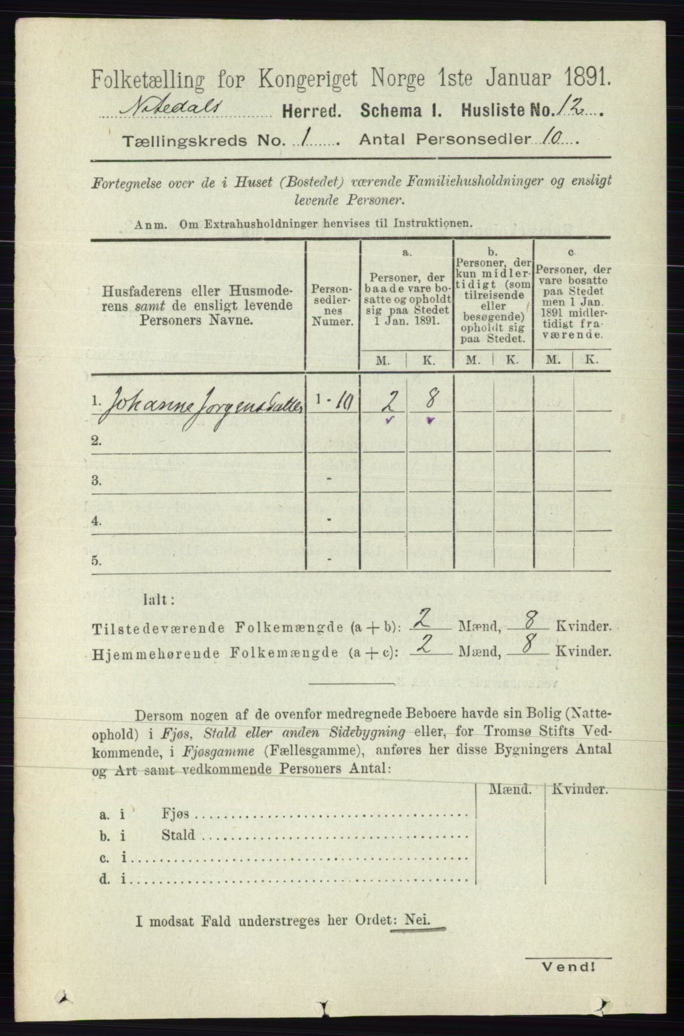 RA, Folketelling 1891 for 0233 Nittedal herred, 1891, s. 32