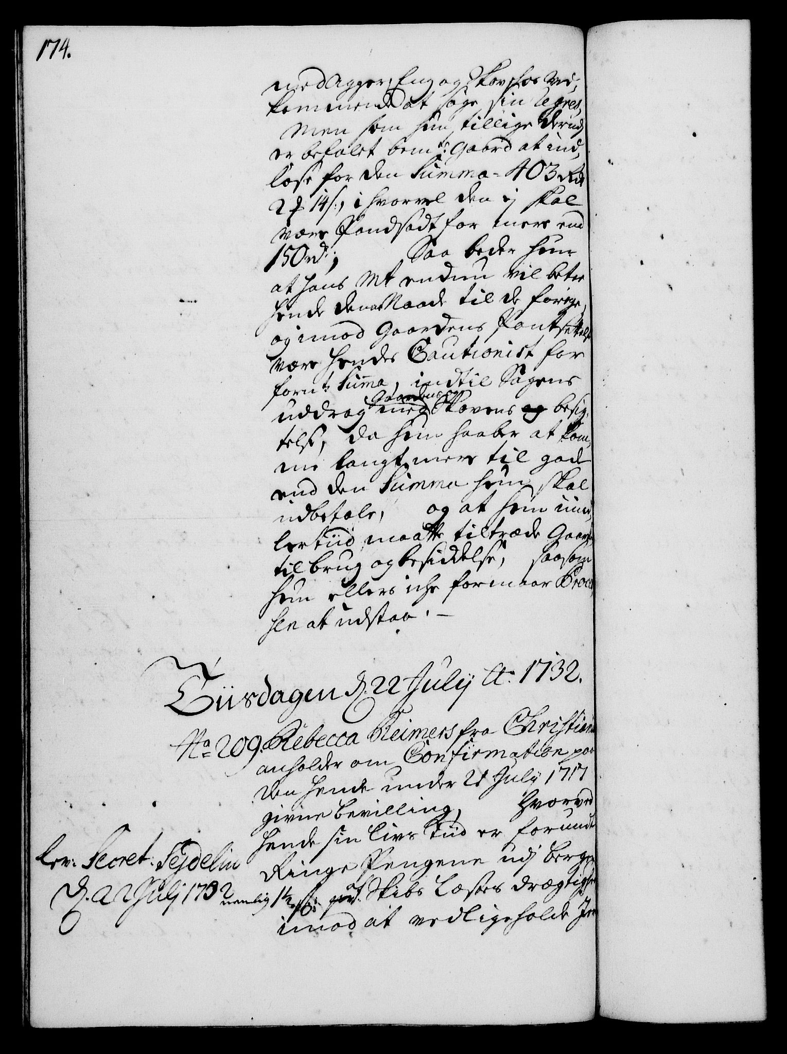 Rentekammeret, Kammerkanselliet, AV/RA-EA-3111/G/Gh/Gha/L0014: Norsk ekstraktmemorialprotokoll. Merket RK 53.59, 1731-1732, s. 174