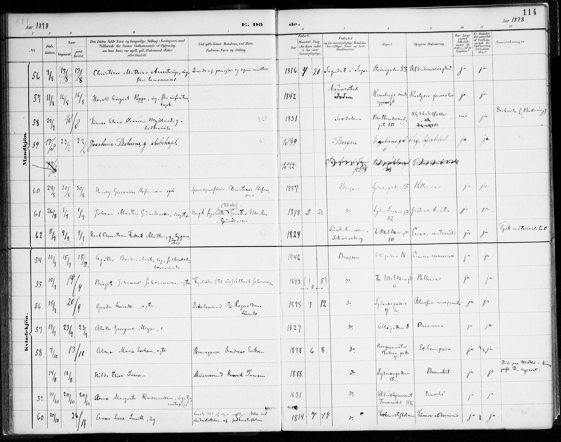 Johanneskirken sokneprestembete, AV/SAB-A-76001/H/Haa/L0019: Ministerialbok nr. E 1, 1885-1915, s. 114