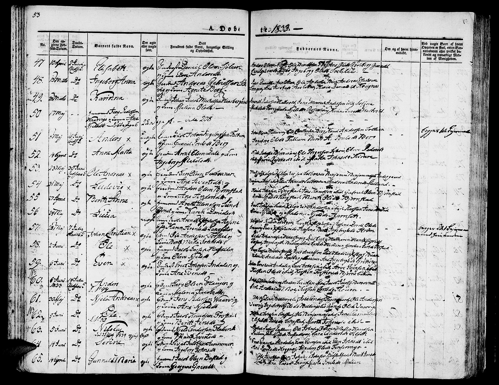 Ministerialprotokoller, klokkerbøker og fødselsregistre - Sør-Trøndelag, SAT/A-1456/646/L0609: Ministerialbok nr. 646A07, 1826-1838, s. 53