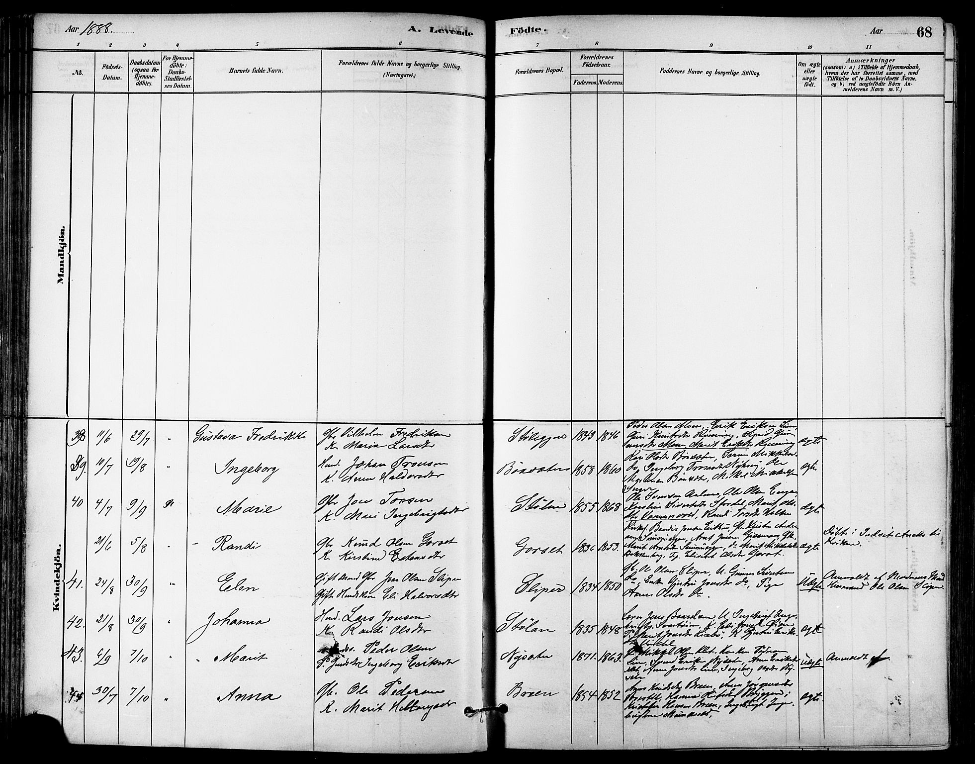 Ministerialprotokoller, klokkerbøker og fødselsregistre - Sør-Trøndelag, SAT/A-1456/678/L0901: Ministerialbok nr. 678A10, 1881-1894, s. 68