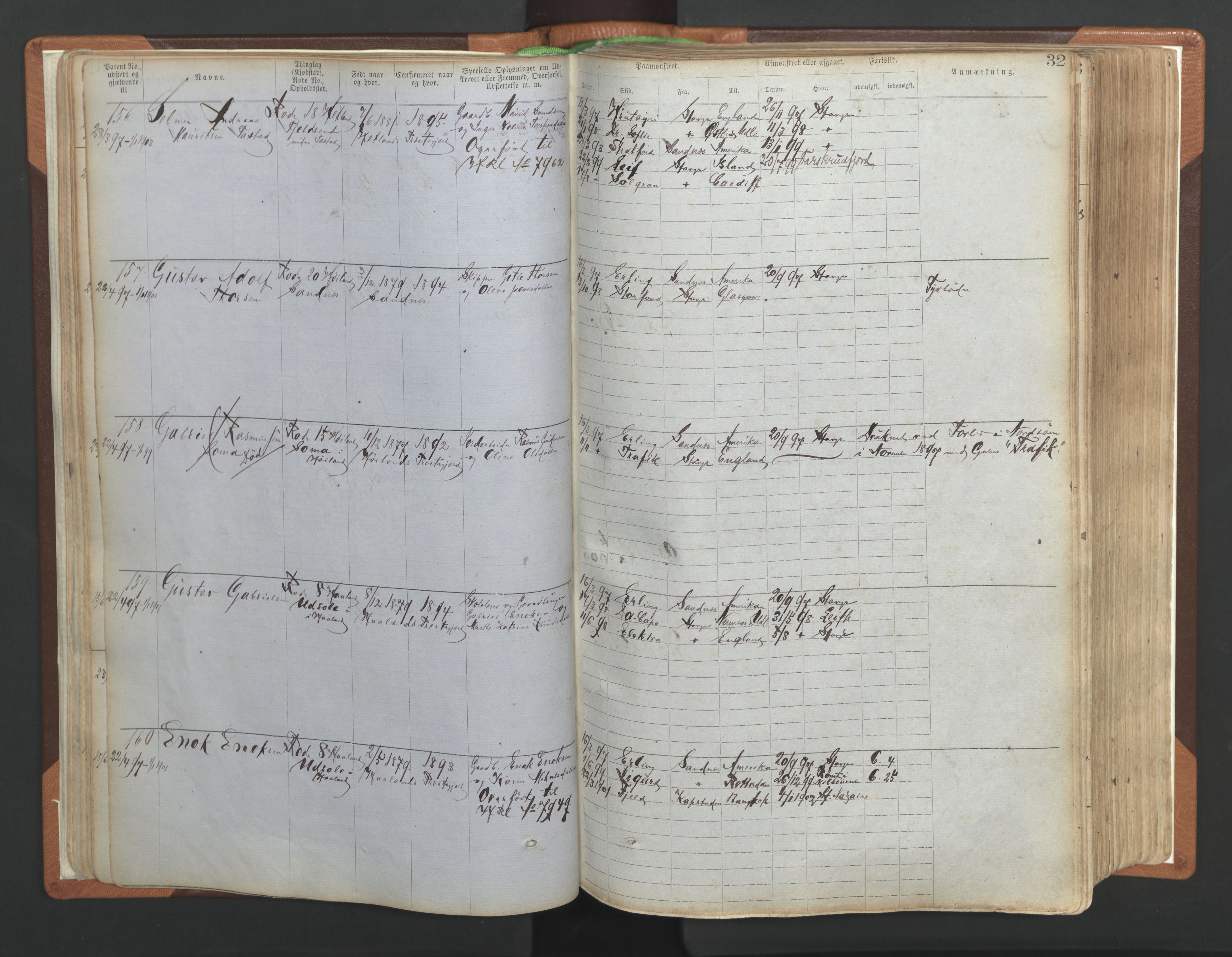 Stavanger sjømannskontor, AV/SAST-A-102006/F/Ff/L0004: Annotasjonsrulle No. 1, patentnr. 1-1785 (del 1), 1869-1900, s. 35