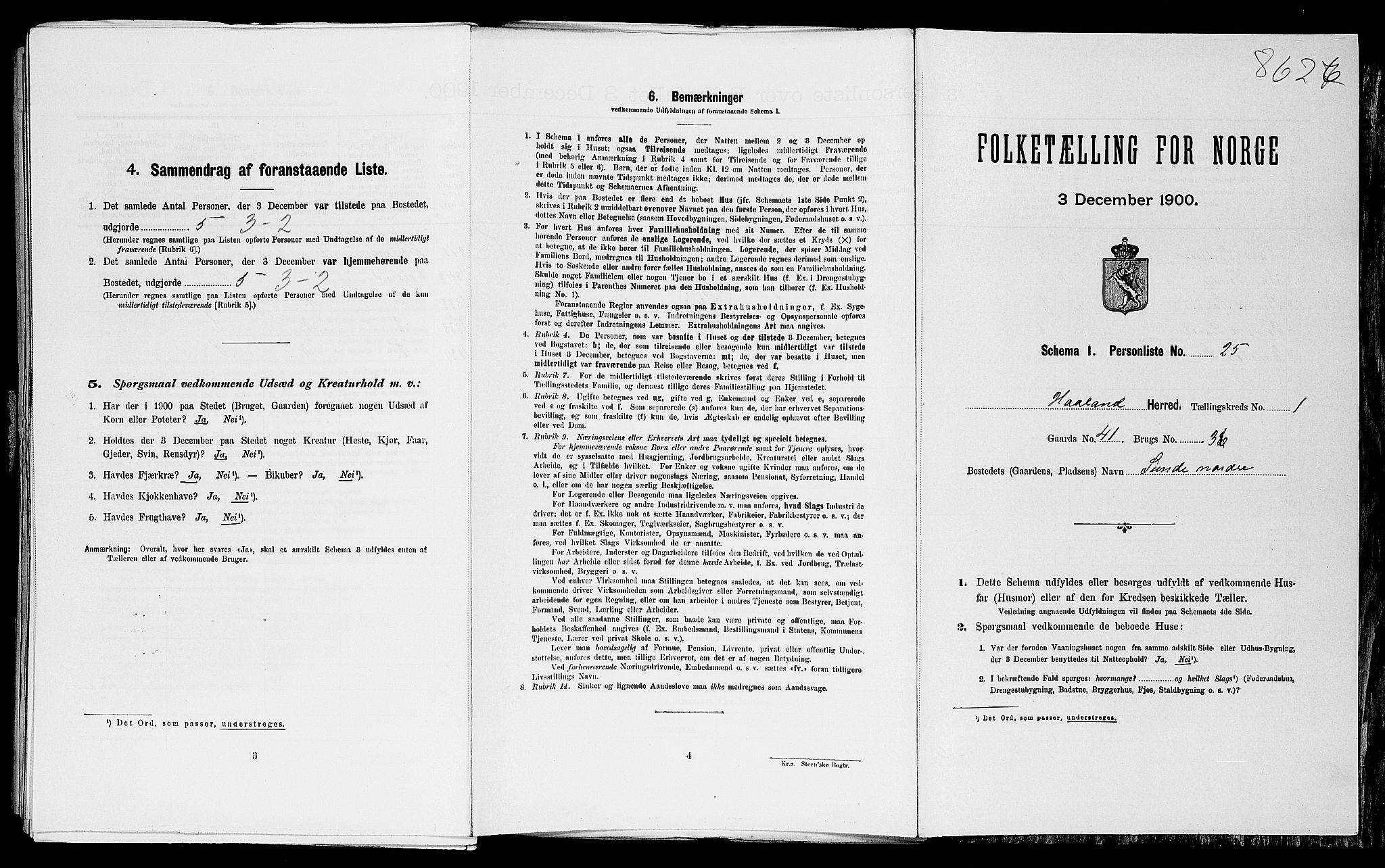 SAST, Folketelling 1900 for 1124 Haaland herred, 1900, s. 146