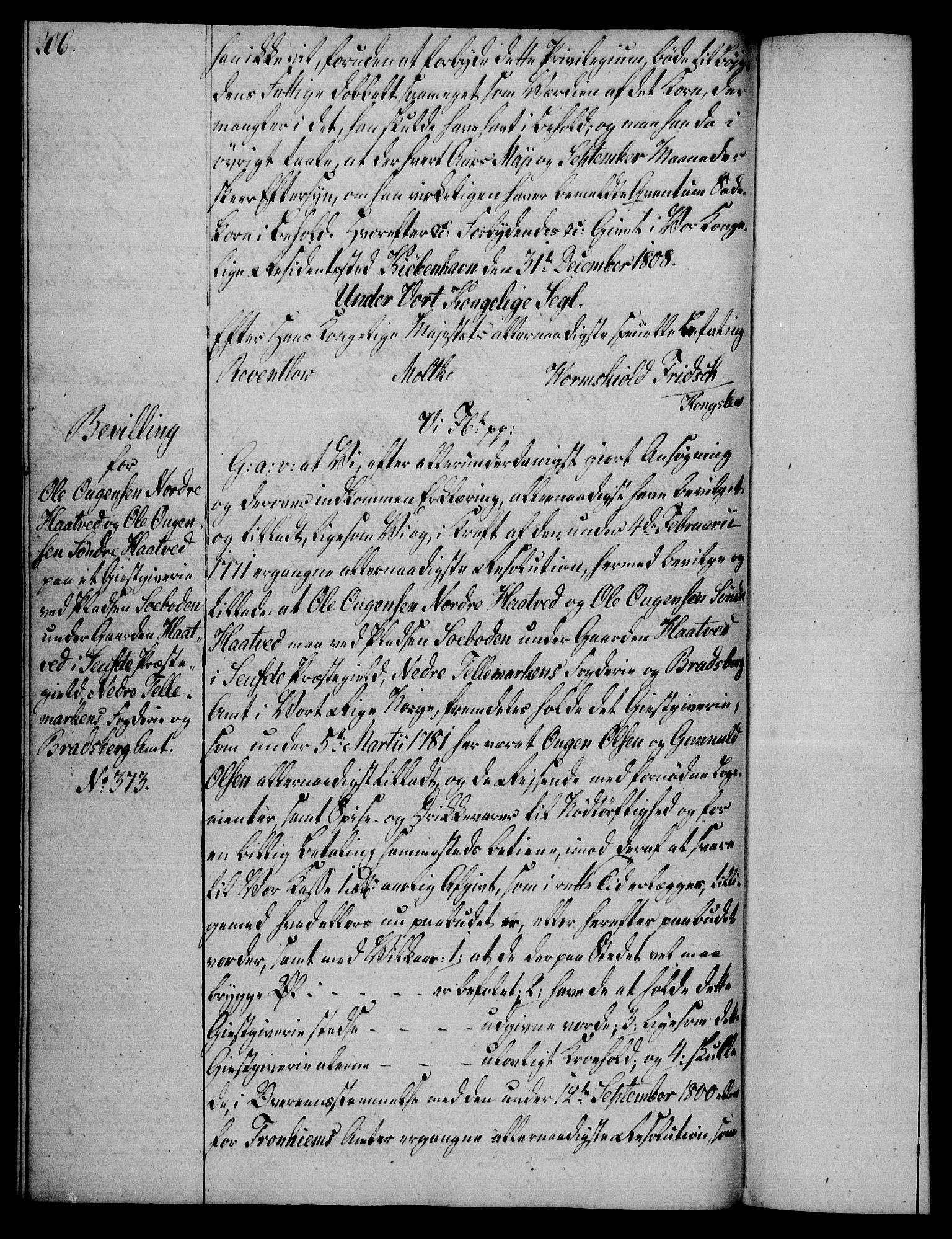 Rentekammeret, Kammerkanselliet, RA/EA-3111/G/Gg/Gga/L0019: Norsk ekspedisjonsprotokoll med register (merket RK 53.19), 1807-1810, s. 206