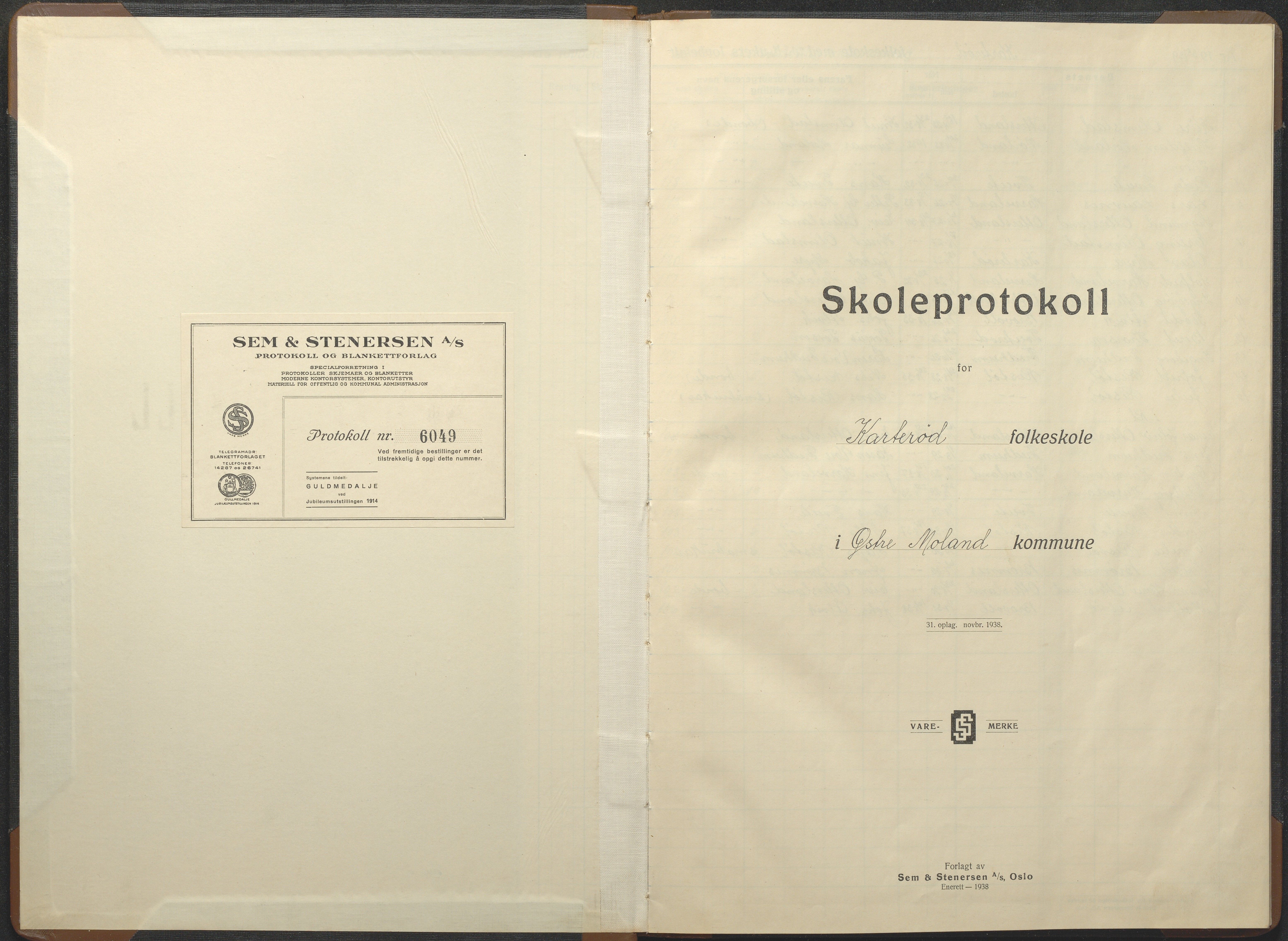 Austre Moland kommune, AAKS/KA0918-PK/09/09c/L0010: Skoleprotokoll, 1938-1955