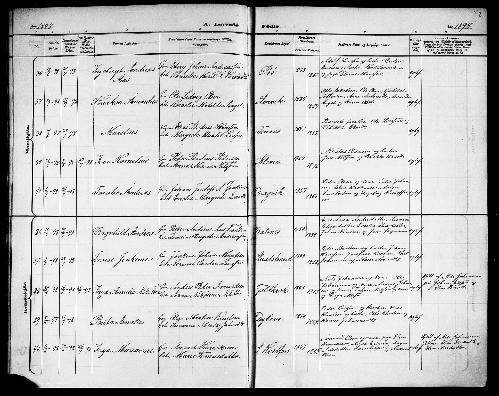 Ministerialprotokoller, klokkerbøker og fødselsregistre - Nordland, AV/SAT-A-1459/863/L0915: Klokkerbok nr. 863C05, 1898-1907, s. 8