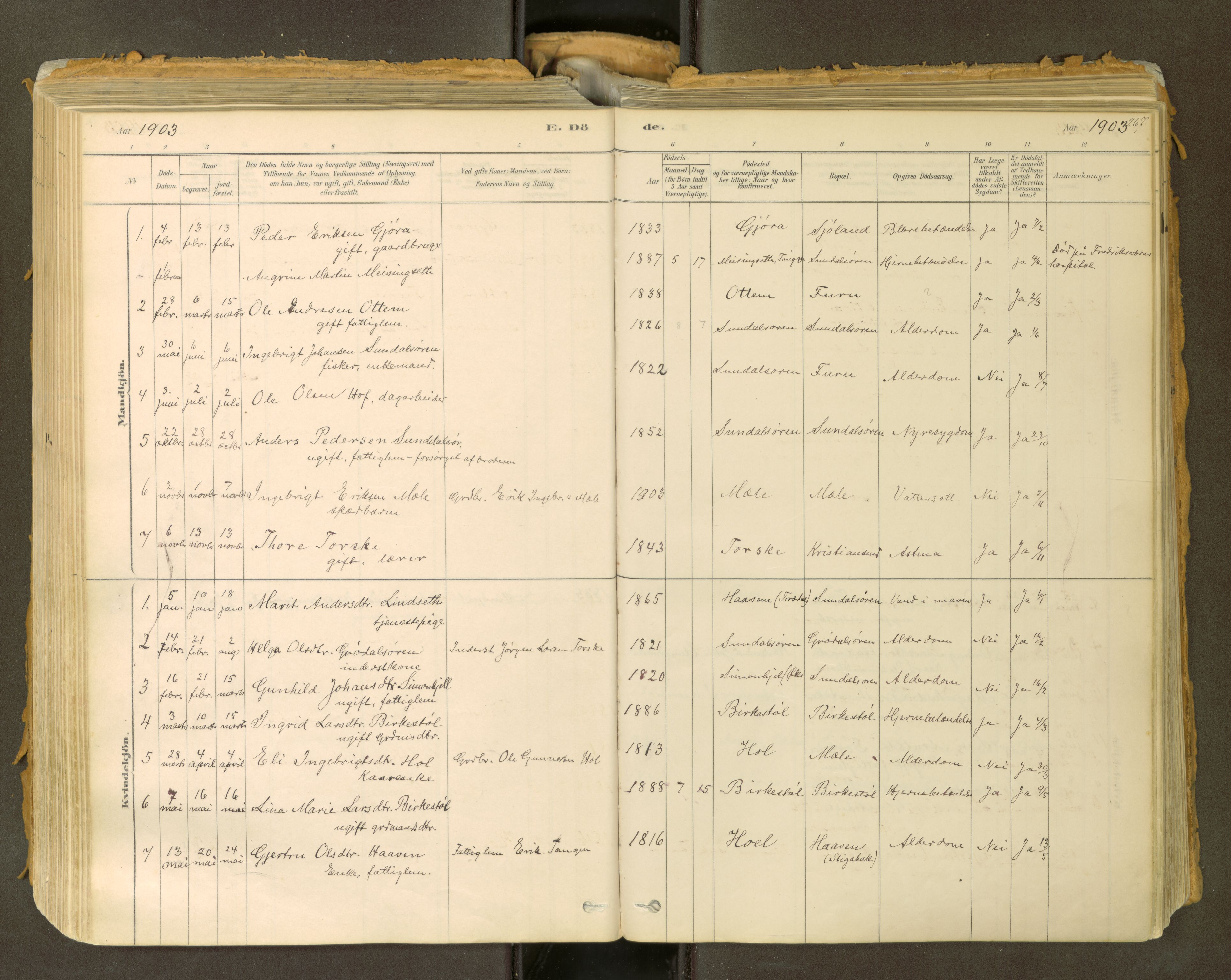 Sunndal sokneprestkontor, SAT/A-1085/1/I/I1/I1a: Ministerialbok nr. 2, 1877-1914, s. 267