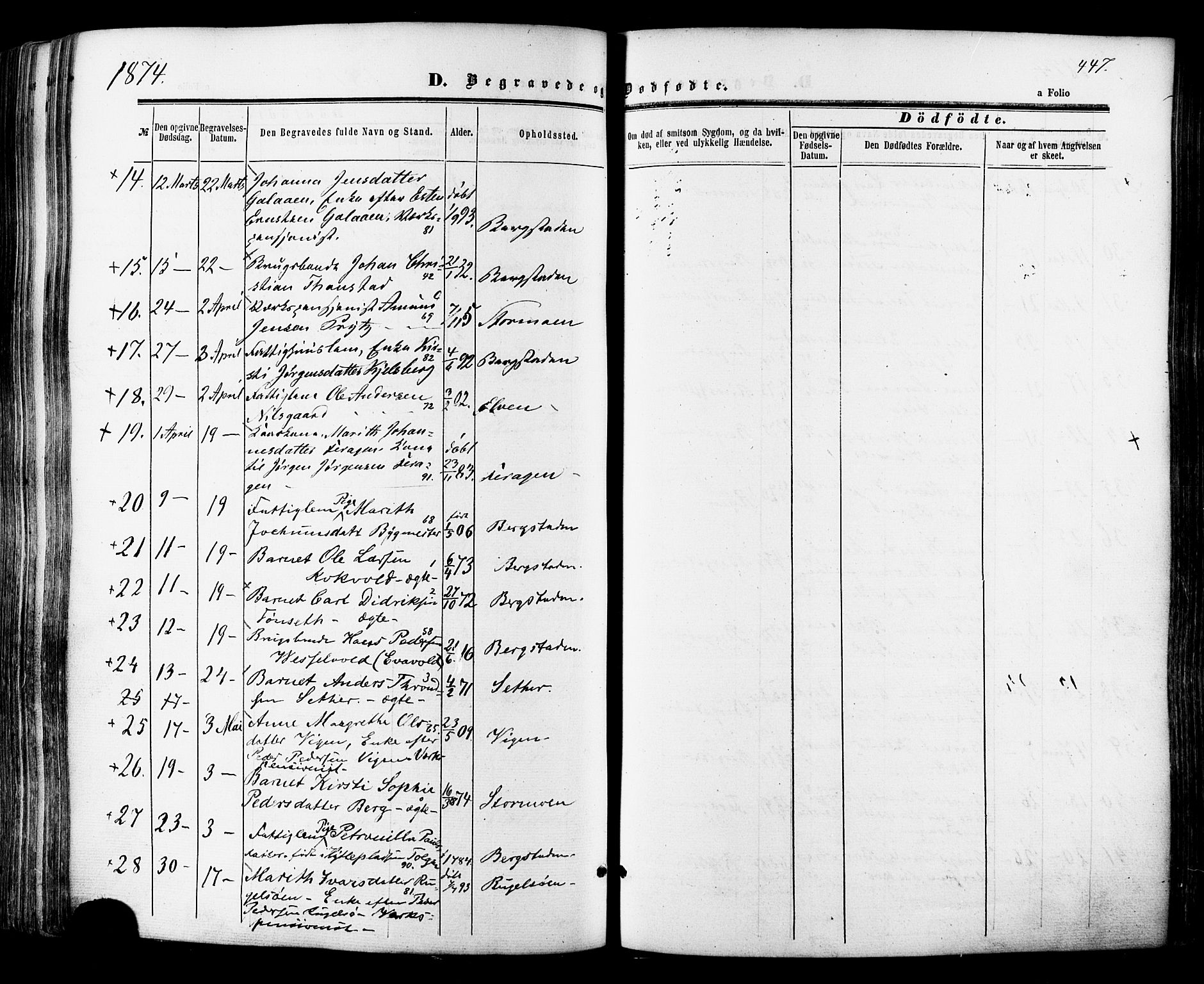 Ministerialprotokoller, klokkerbøker og fødselsregistre - Sør-Trøndelag, SAT/A-1456/681/L0932: Ministerialbok nr. 681A10, 1860-1878, s. 447