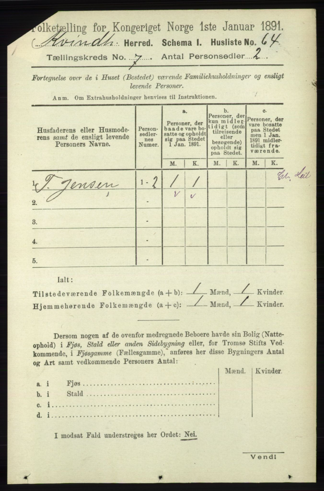 RA, Folketelling 1891 for 1224 Kvinnherad herred, 1891, s. 2439