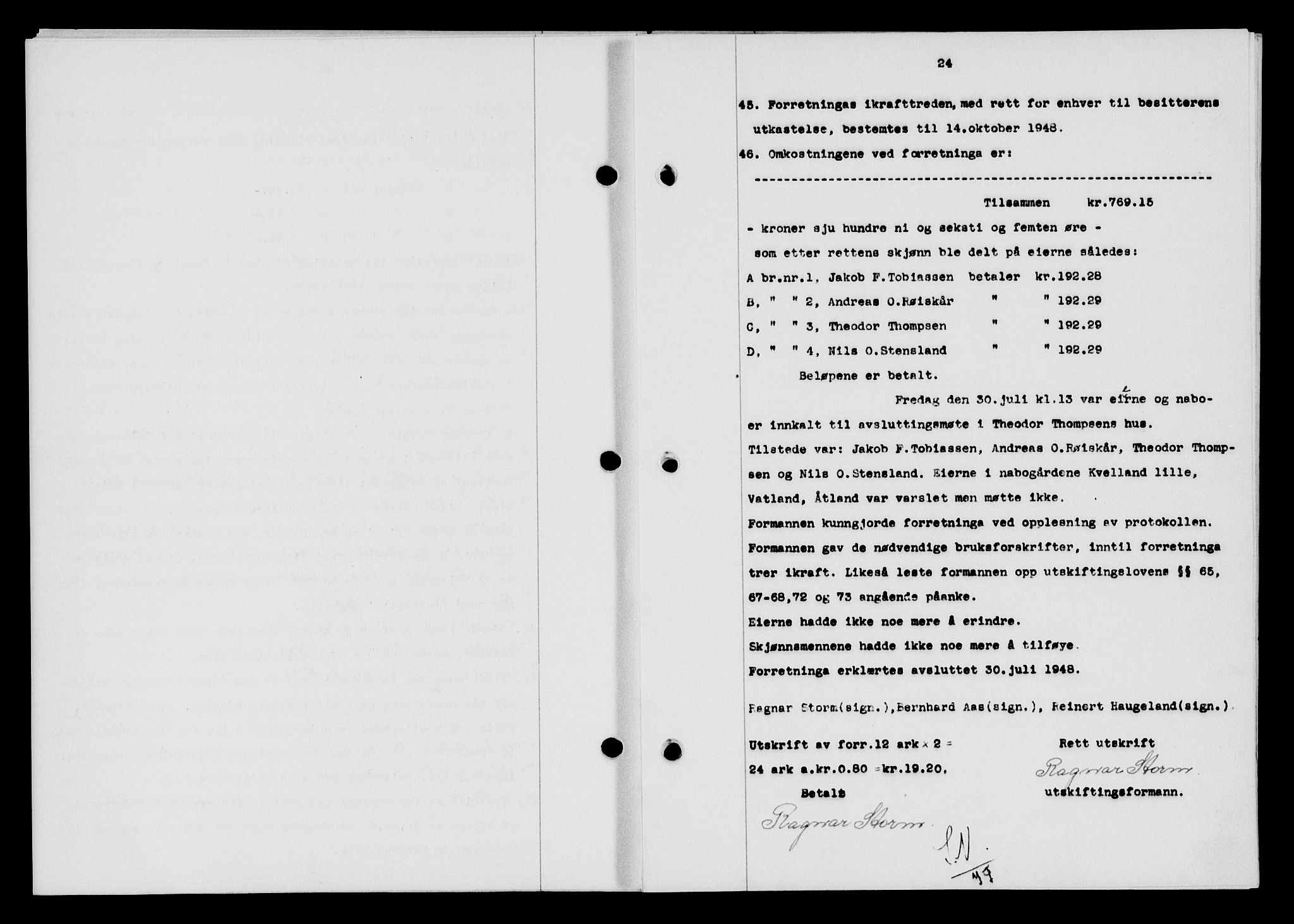 Lyngdal sorenskriveri, AV/SAK-1221-0004/G/Gb/L0663: Pantebok nr. A IX, 1948-1949, Dagboknr: 238/1949