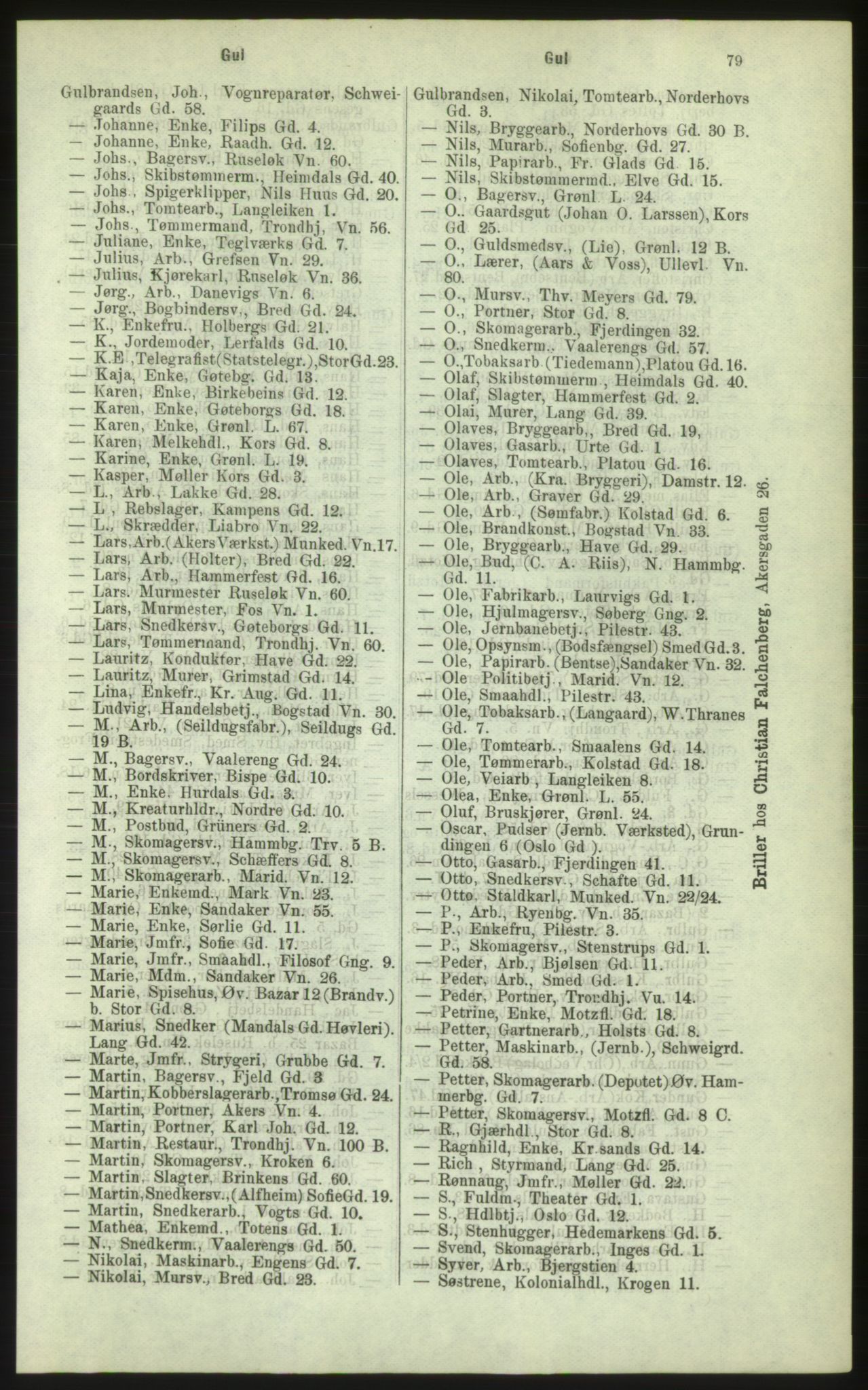 Kristiania/Oslo adressebok, PUBL/-, 1884, s. 79