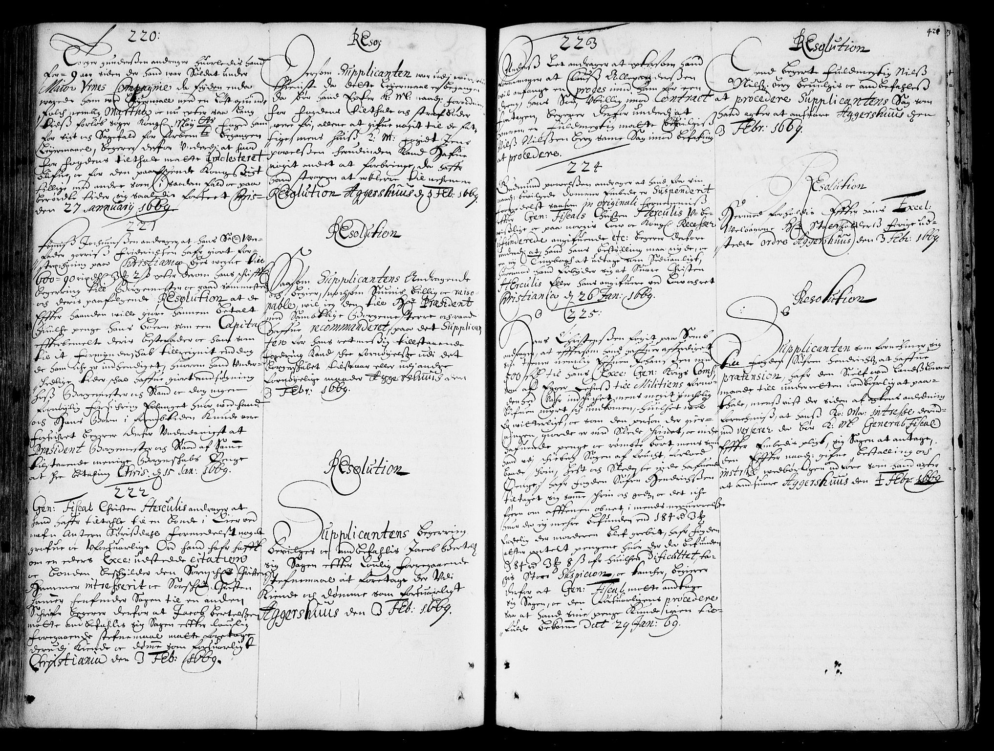 Stattholderembetet 1572-1771, AV/RA-EA-2870/Ad/L0001: Supplikasjons- og resolusjonsprotokoll, 1662-1669, s. 420b-421a