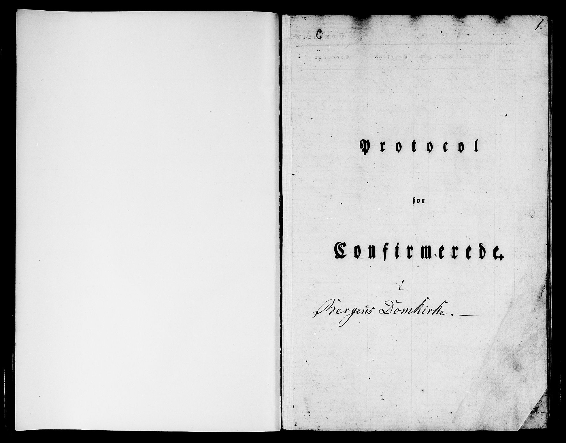 Domkirken sokneprestembete, SAB/A-74801/H/Hab/L0022: Klokkerbok nr. C 2, 1839-1854, s. 1