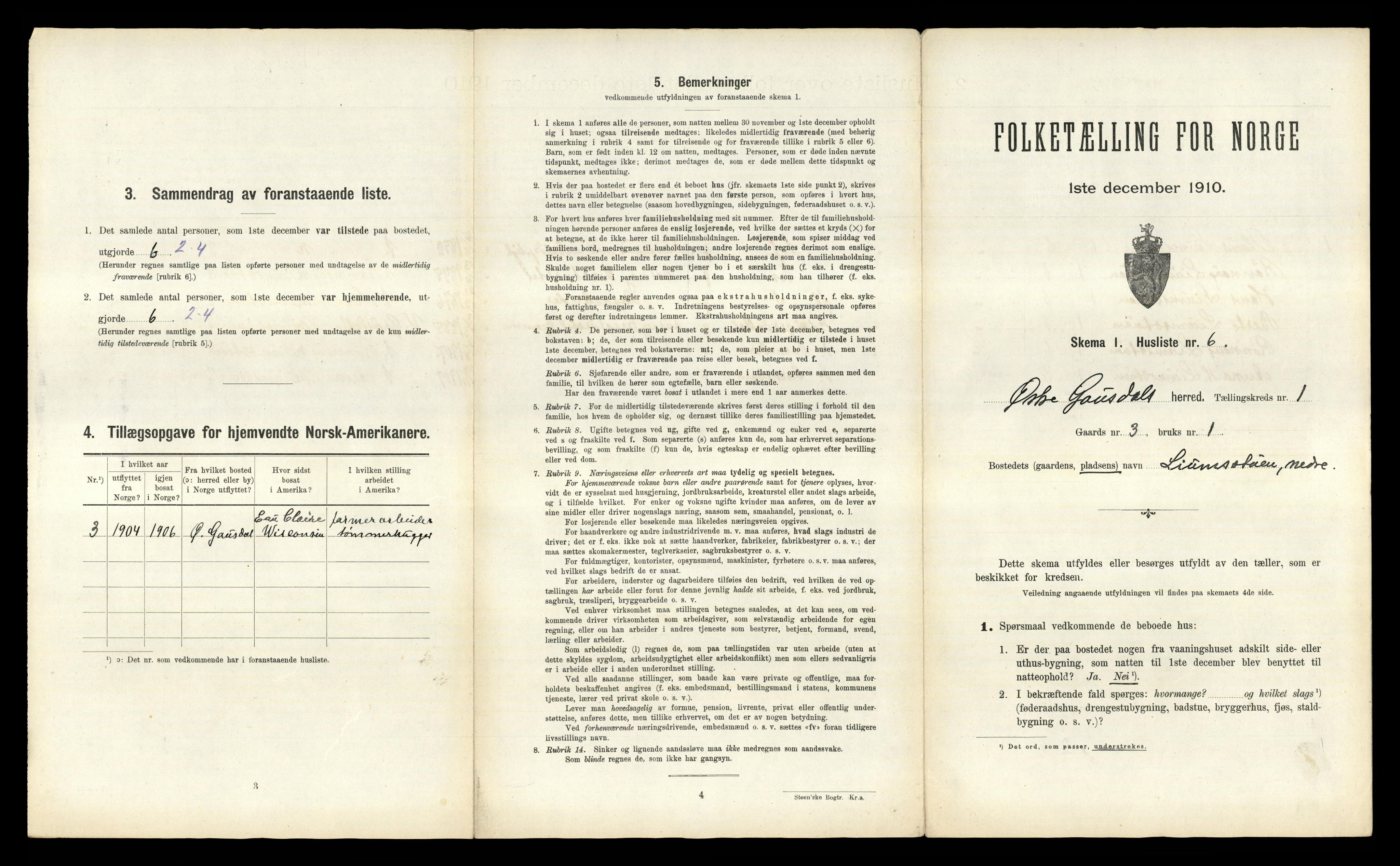 RA, Folketelling 1910 for 0522 Østre Gausdal herred, 1910, s. 40