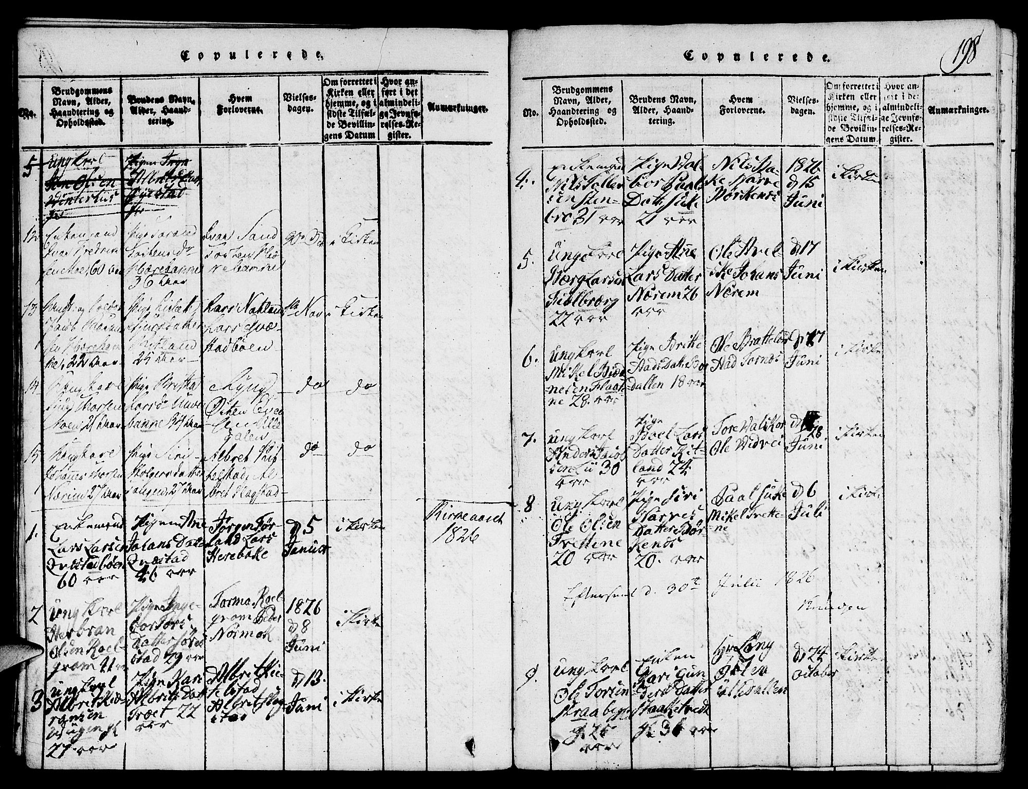 Suldal sokneprestkontor, AV/SAST-A-101845/01/V/L0001: Klokkerbok nr. B 1, 1816-1836, s. 198