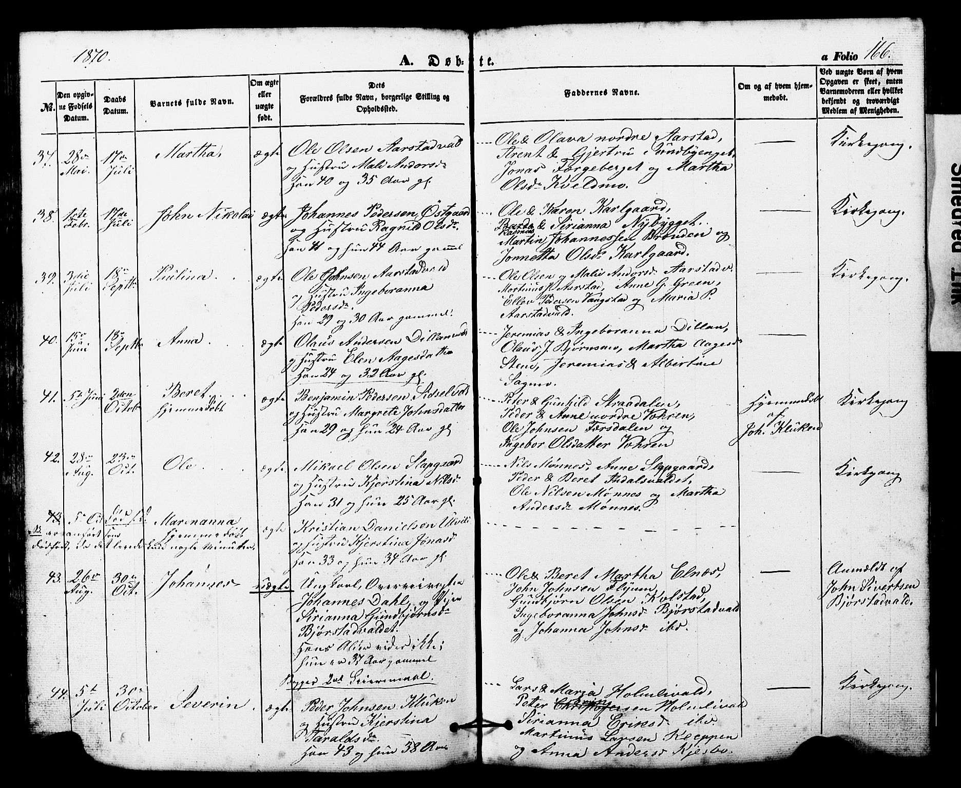 Ministerialprotokoller, klokkerbøker og fødselsregistre - Nord-Trøndelag, AV/SAT-A-1458/724/L0268: Klokkerbok nr. 724C04, 1846-1878, s. 166