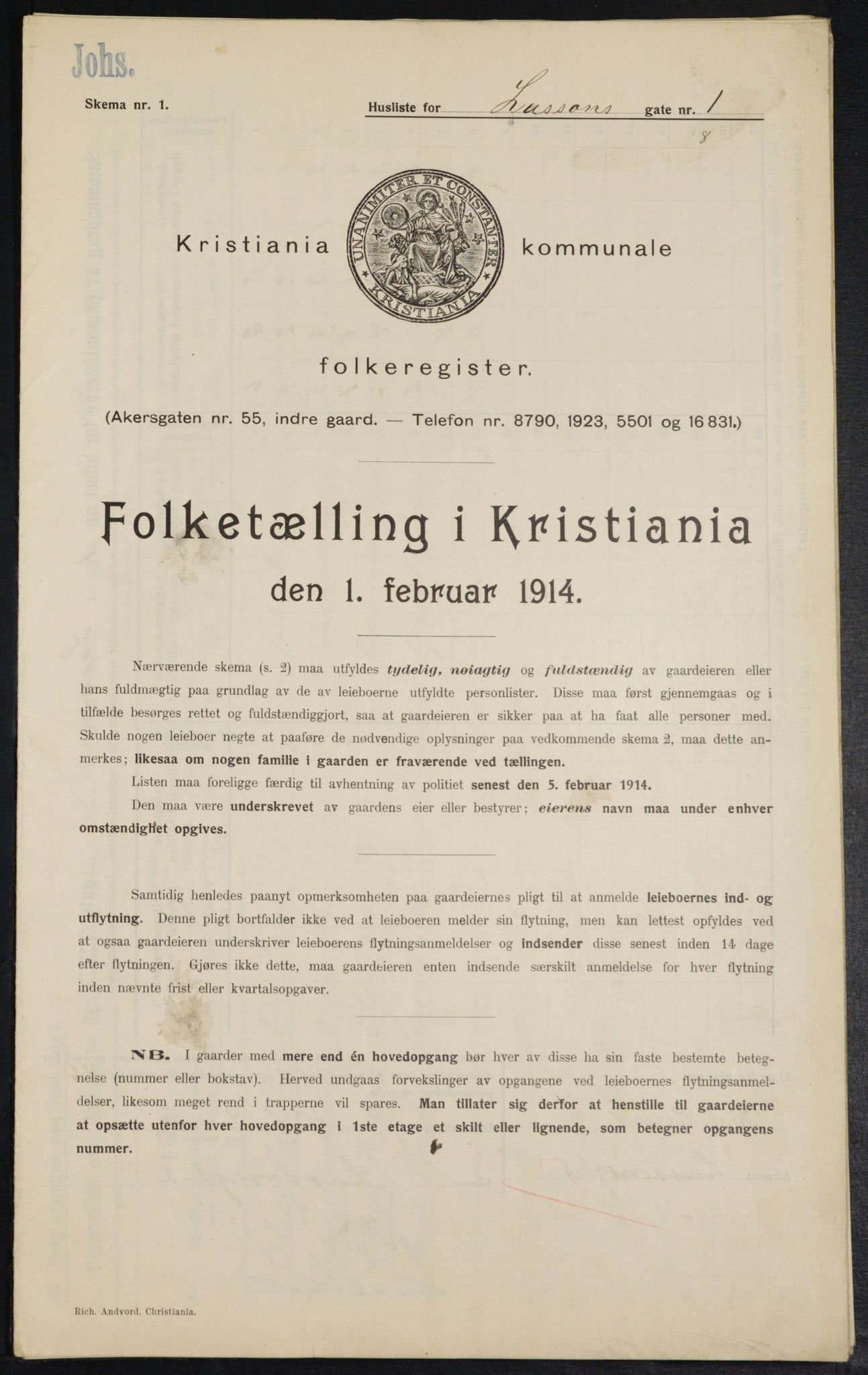 OBA, Kommunal folketelling 1.2.1914 for Kristiania, 1914, s. 57111