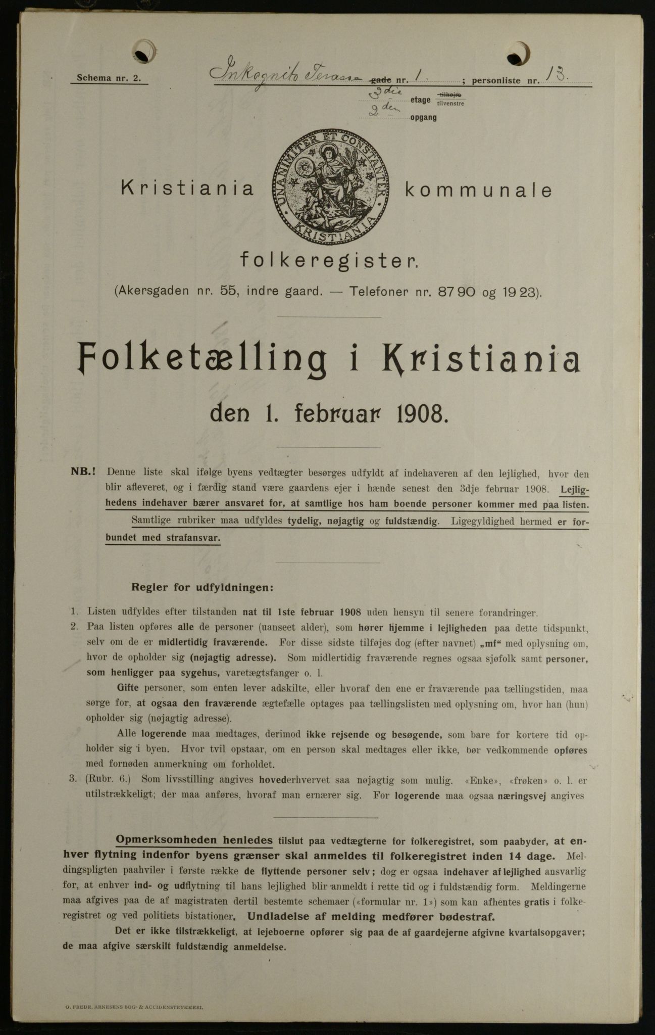 OBA, Kommunal folketelling 1.2.1908 for Kristiania kjøpstad, 1908, s. 39842