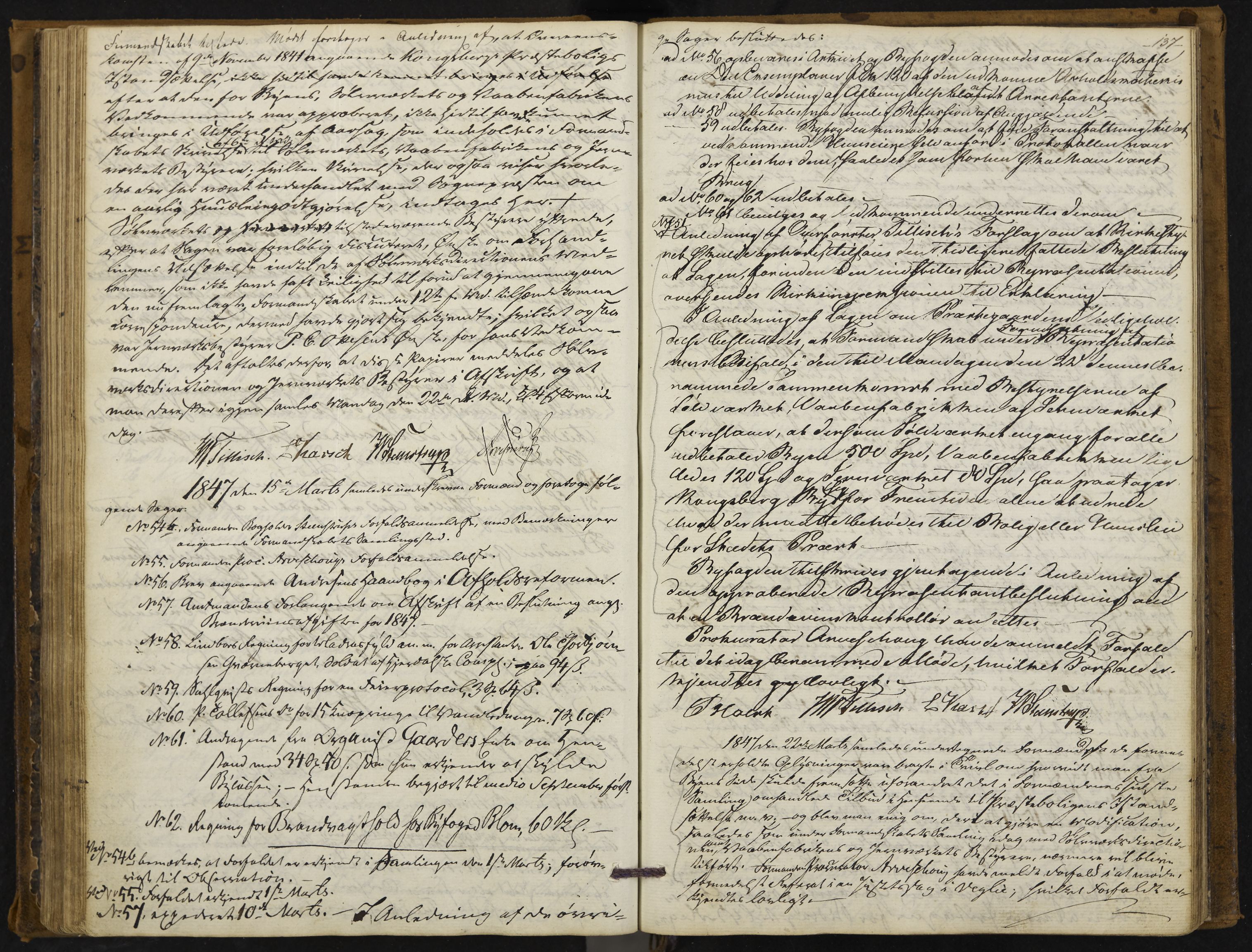 Kongsberg formannskap og sentraladministrasjon, IKAK/0604021-1/A/L0001: Møtebok med register, 1837-1849, s. 137