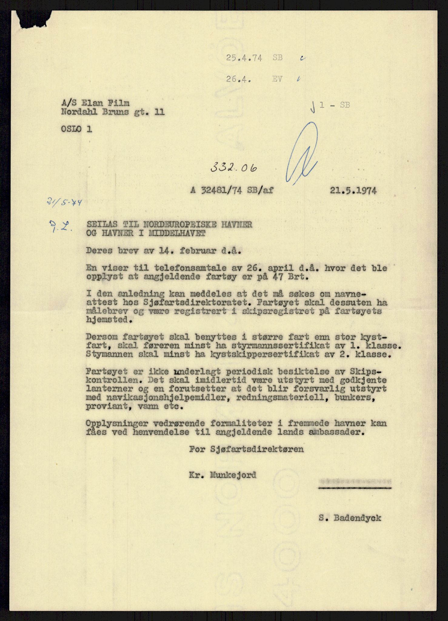 Sjøfartsdirektoratet med forløpere, generelt arkiv, AV/RA-S-1407/D/Du/Duc/L0641/0004: Skipskontrollen - Forskrifter    / Utleiebåter (2 mapper), 1977-1989, s. 165