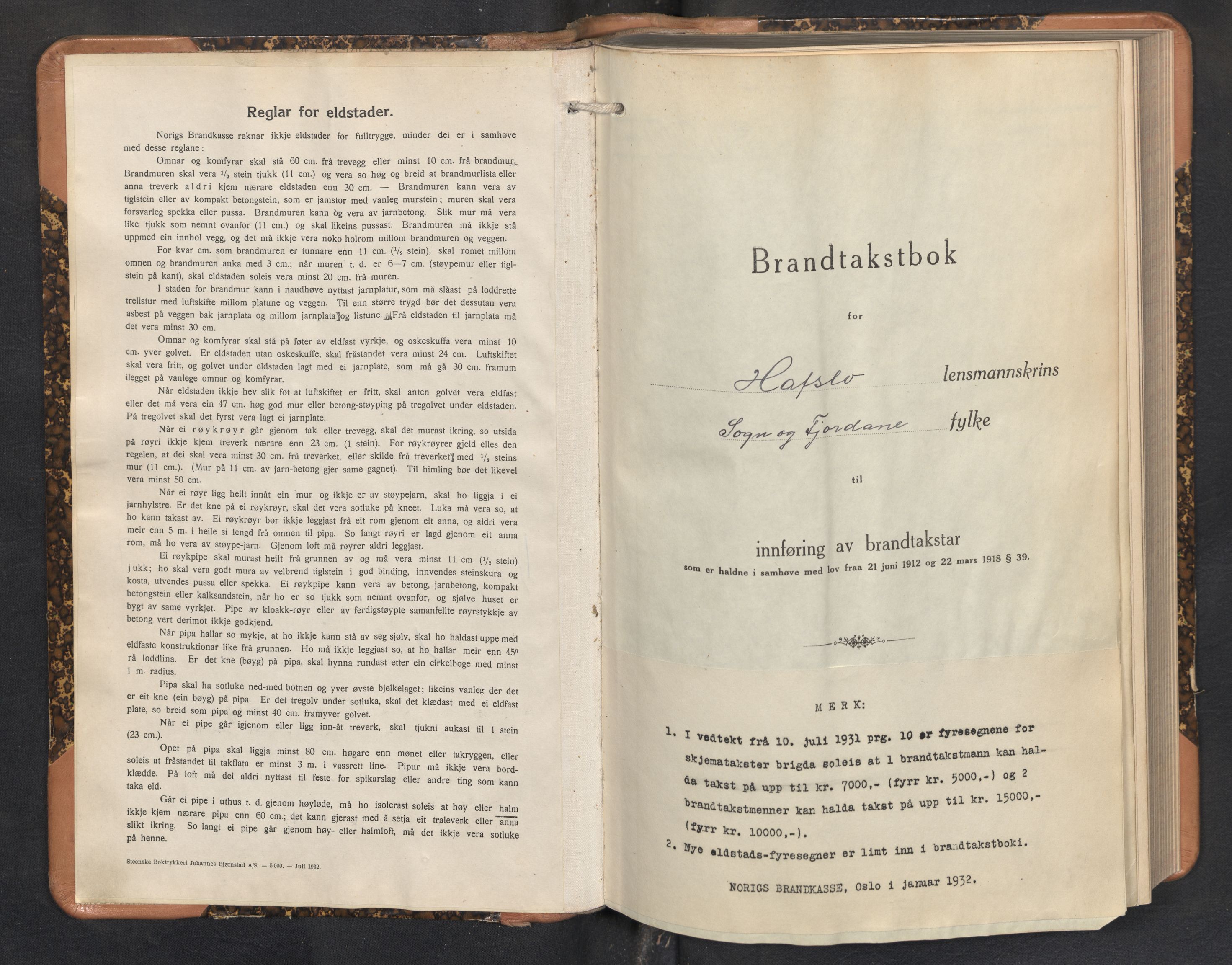 Lensmannen i Hafslo, AV/SAB-A-28001/0012/L0009: Branntakstprotokoll, skjematakst, 1933-1939