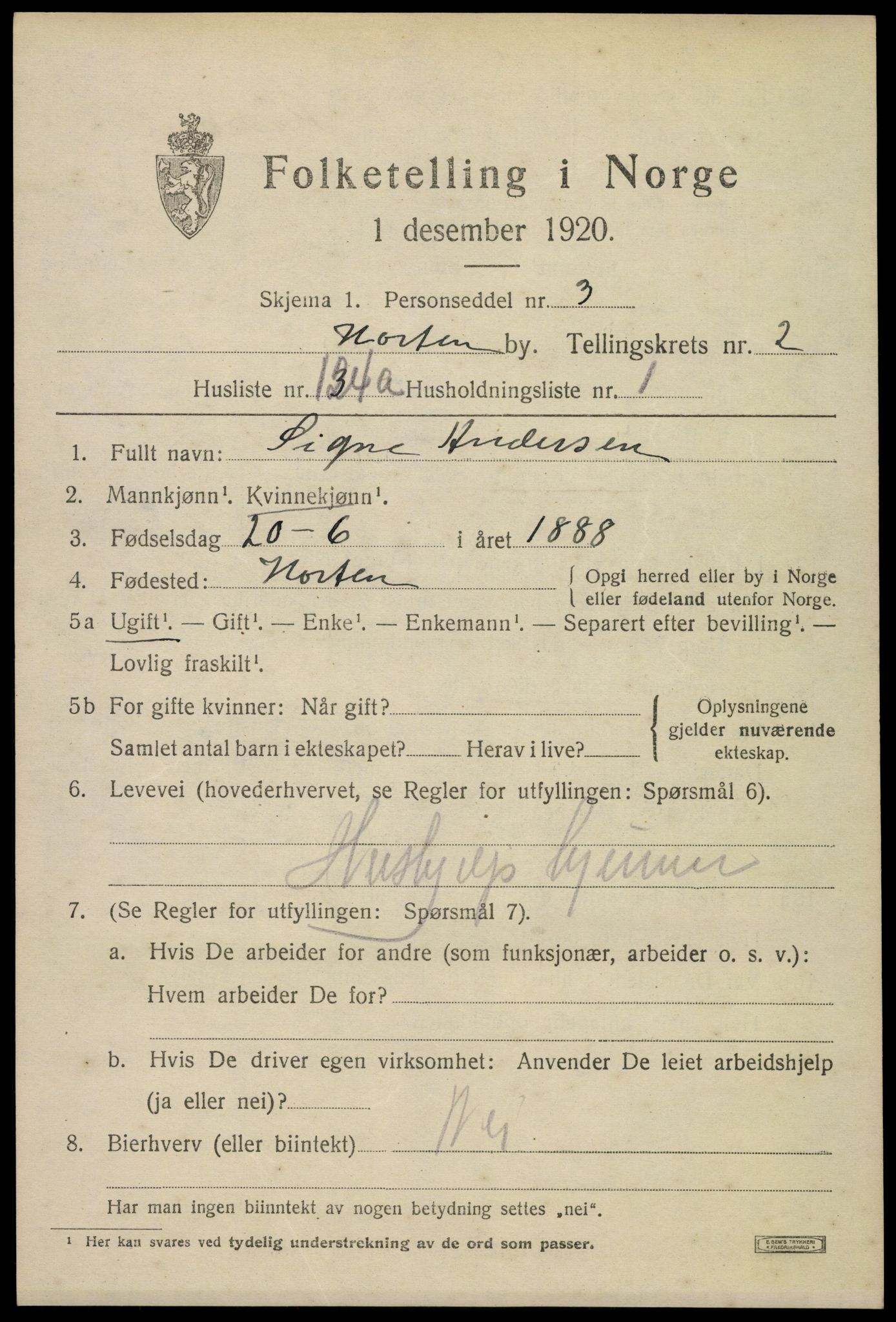 SAKO, Folketelling 1920 for 0703 Horten kjøpstad, 1920, s. 12071