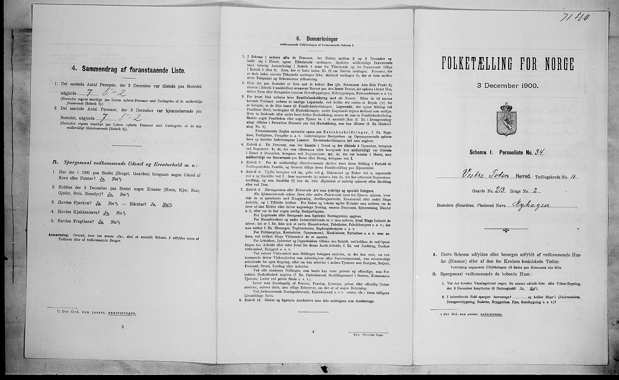 SAH, Folketelling 1900 for 0529 Vestre Toten herred, 1900, s. 1807