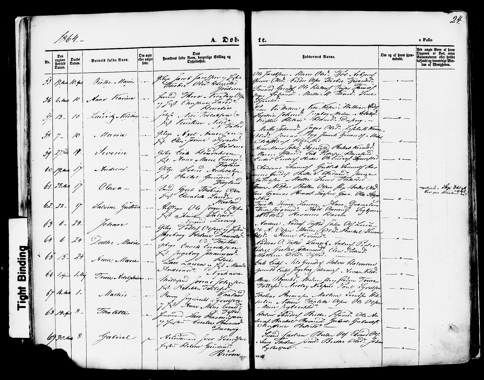 Hetland sokneprestkontor, AV/SAST-A-101826/30/30BA/L0003: Ministerialbok nr. A 3, 1862-1876, s. 24