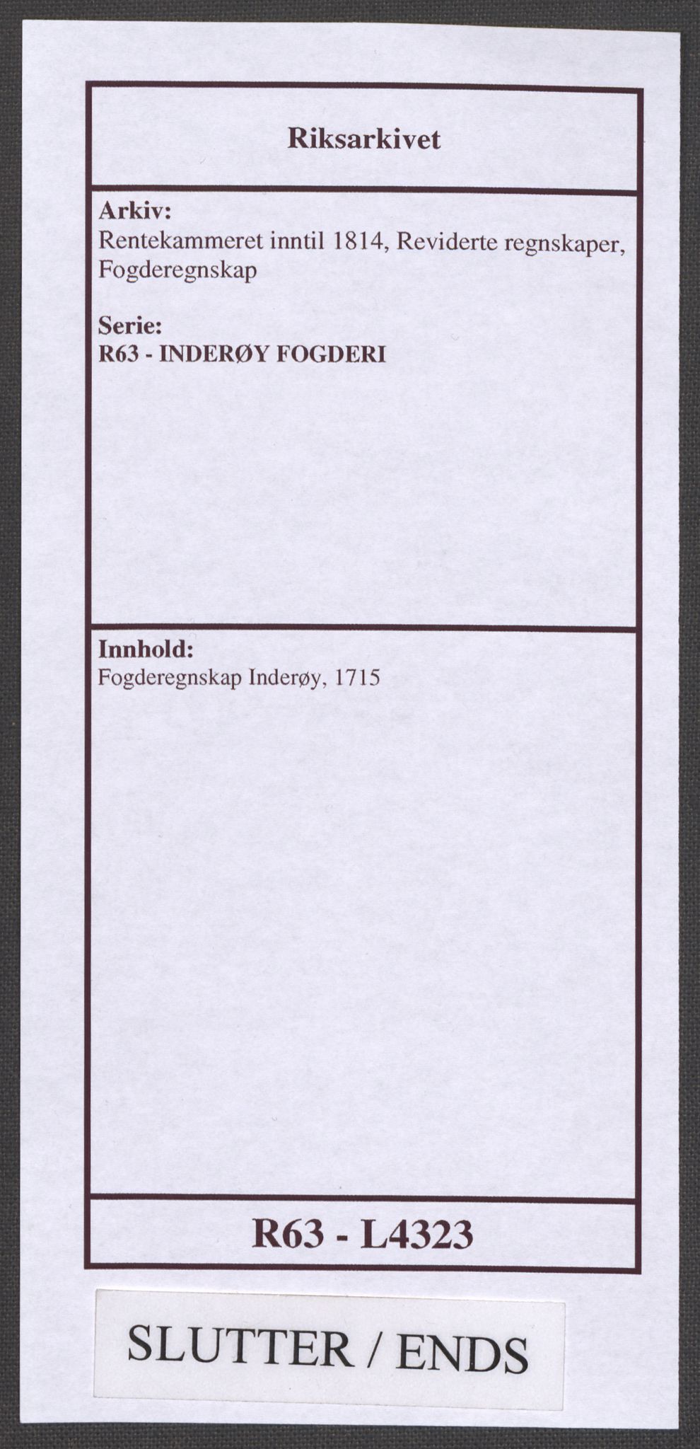 Rentekammeret inntil 1814, Reviderte regnskaper, Fogderegnskap, AV/RA-EA-4092/R63/L4323: Fogderegnskap Inderøy, 1715, s. 399