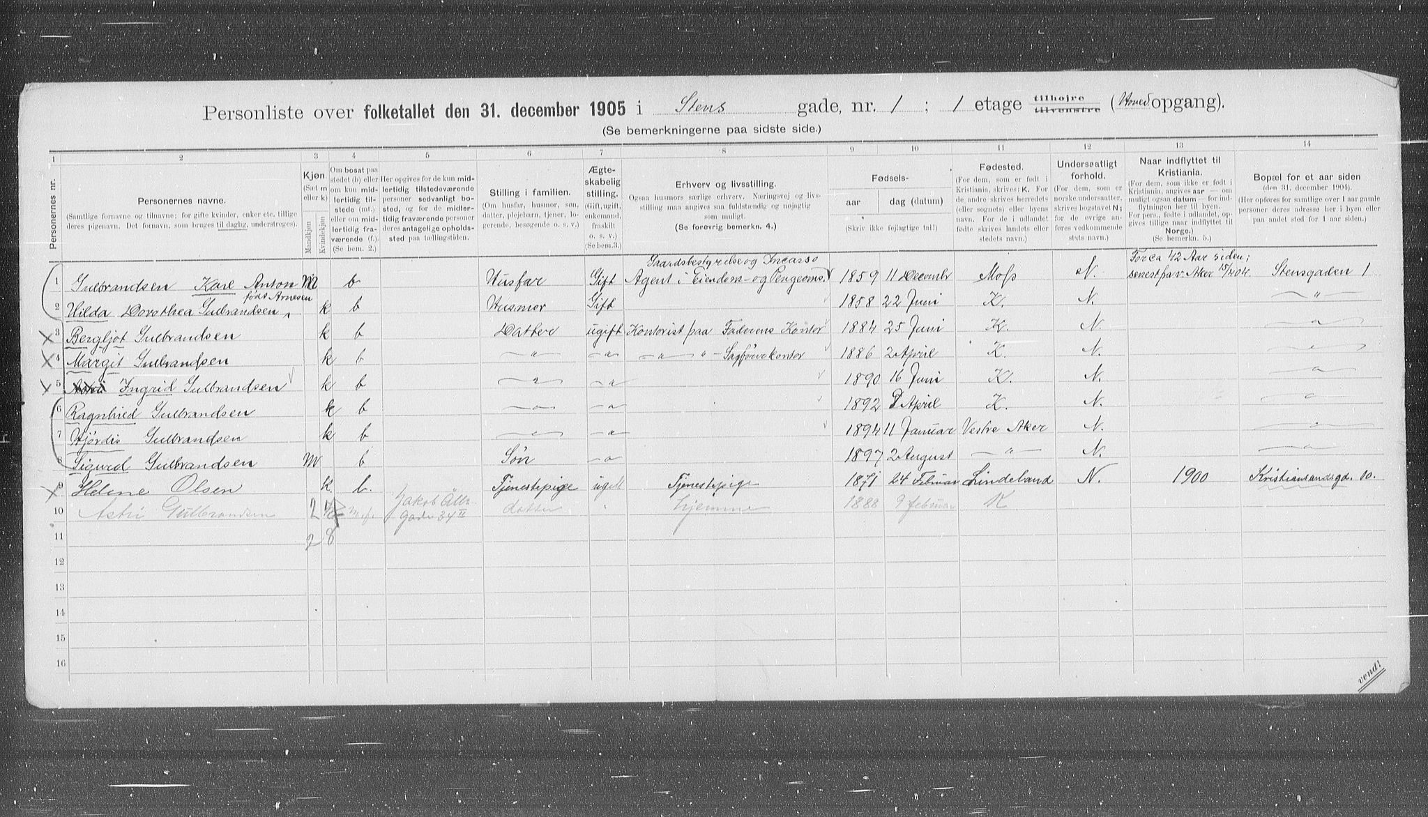 OBA, Kommunal folketelling 31.12.1905 for Kristiania kjøpstad, 1905, s. 52329