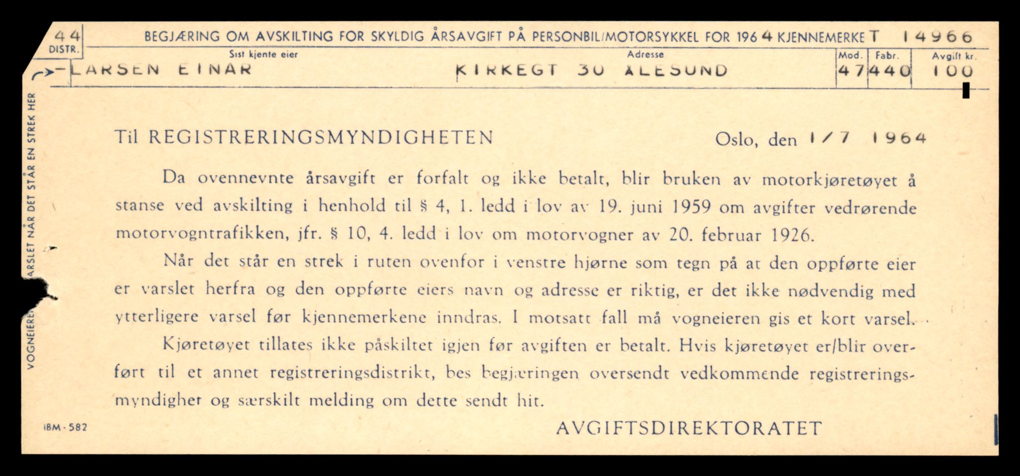 Møre og Romsdal vegkontor - Ålesund trafikkstasjon, AV/SAT-A-4099/F/Fe/L0049: Registreringskort for kjøretøy T 14864 - T 18613, 1927-1998, s. 2387