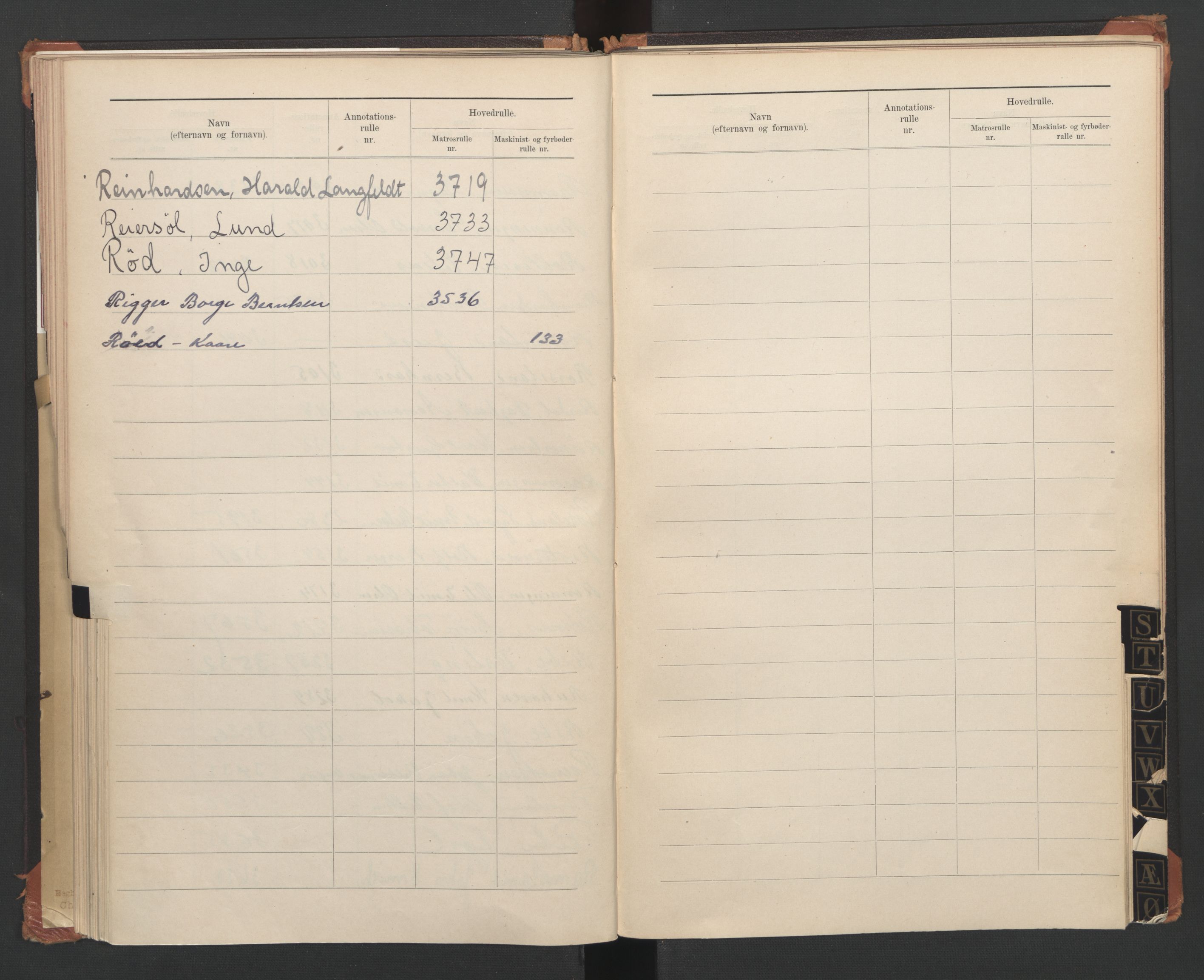 Grimstad mønstringskrets, SAK/2031-0013/F/Fa/L0003: Register til annotasjonsrulle og hovedrulle A, F-3, 1870-1948, s. 55
