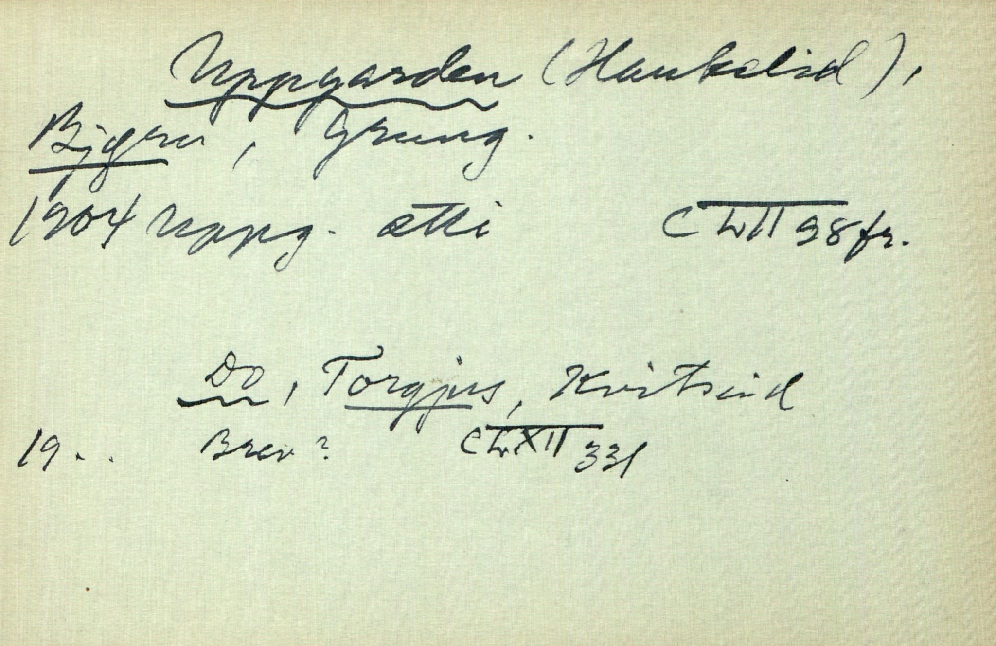 Rikard Berge, TEMU/TGM-A-1003/I/L0022: Personregister- U, 1910-1950