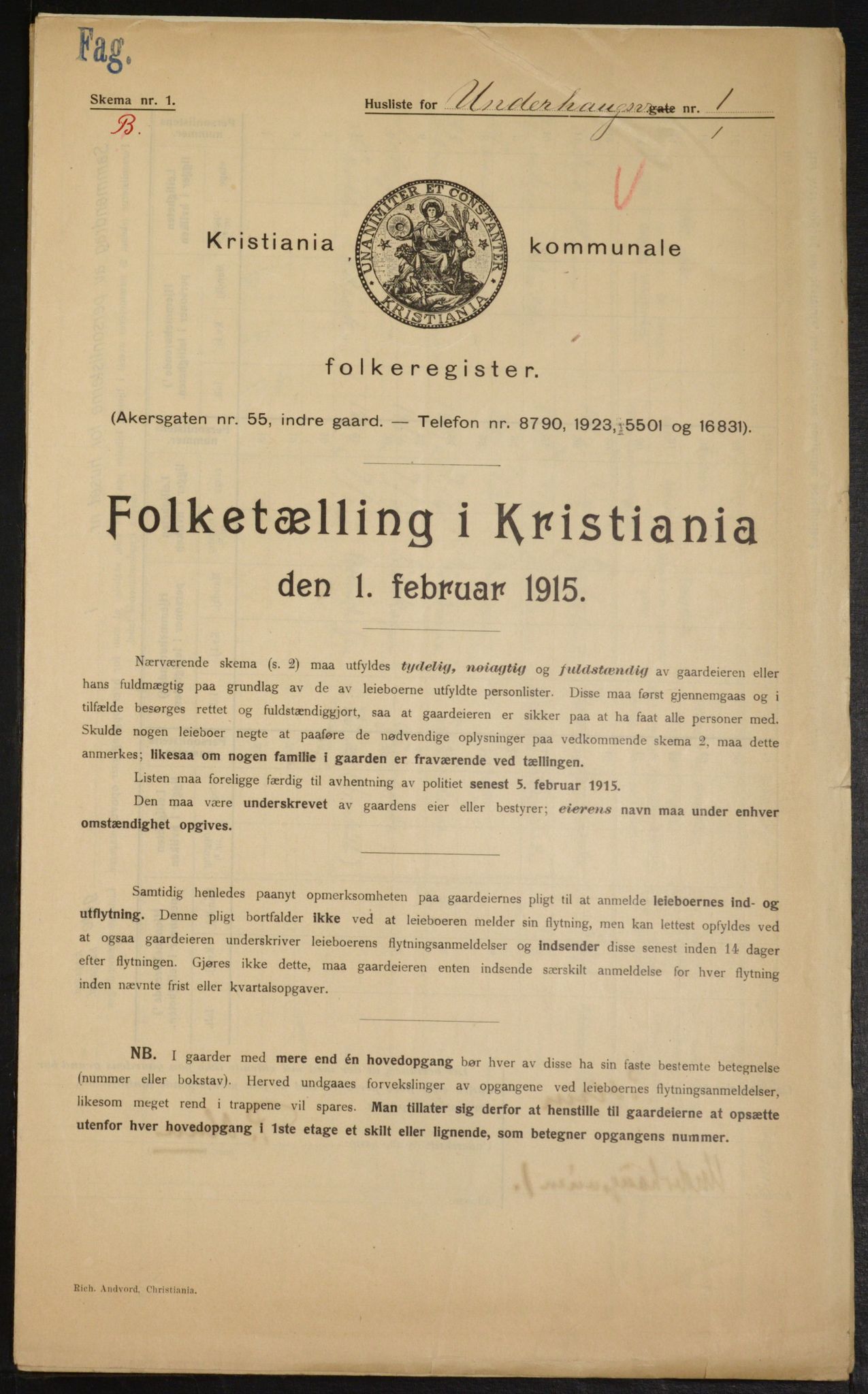 OBA, Kommunal folketelling 1.2.1915 for Kristiania, 1915, s. 120406