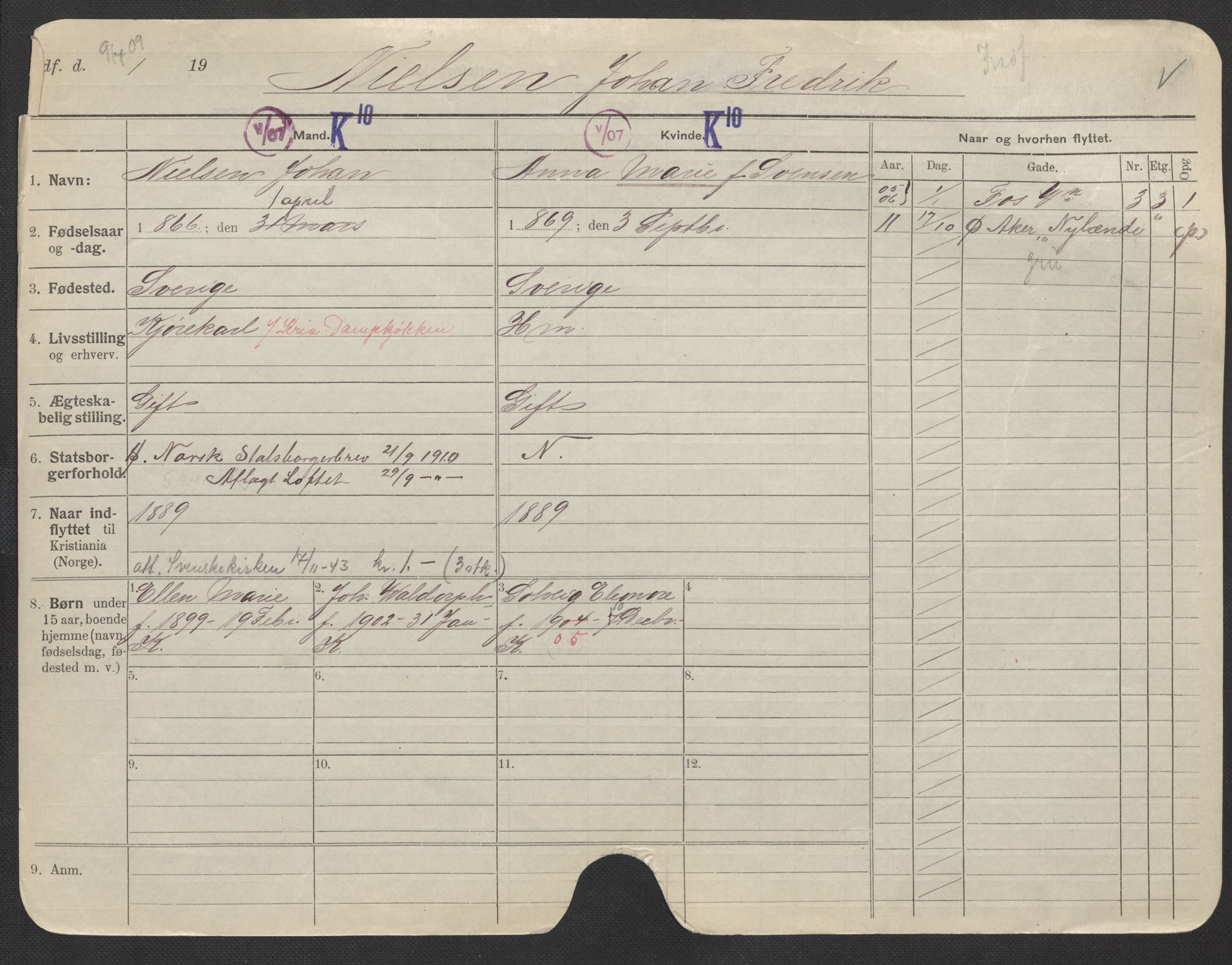Oslo folkeregister, Registerkort, SAO/A-11715/F/Fa/Fac/L0008: Menn, 1906-1914, s. 251a
