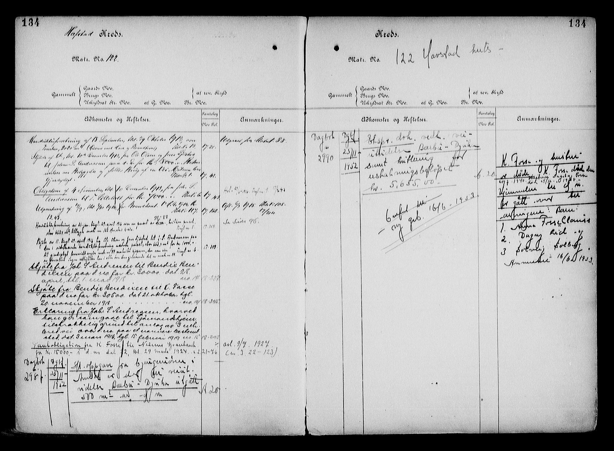 Arendal byfogd, AV/SAK-1222-0001/G/Ga/L0015: Panteregister nr. 13, 1860-1960, s. 134